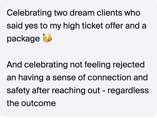 Client testimonial: two dream clients said yes to her high ticket offer and a package