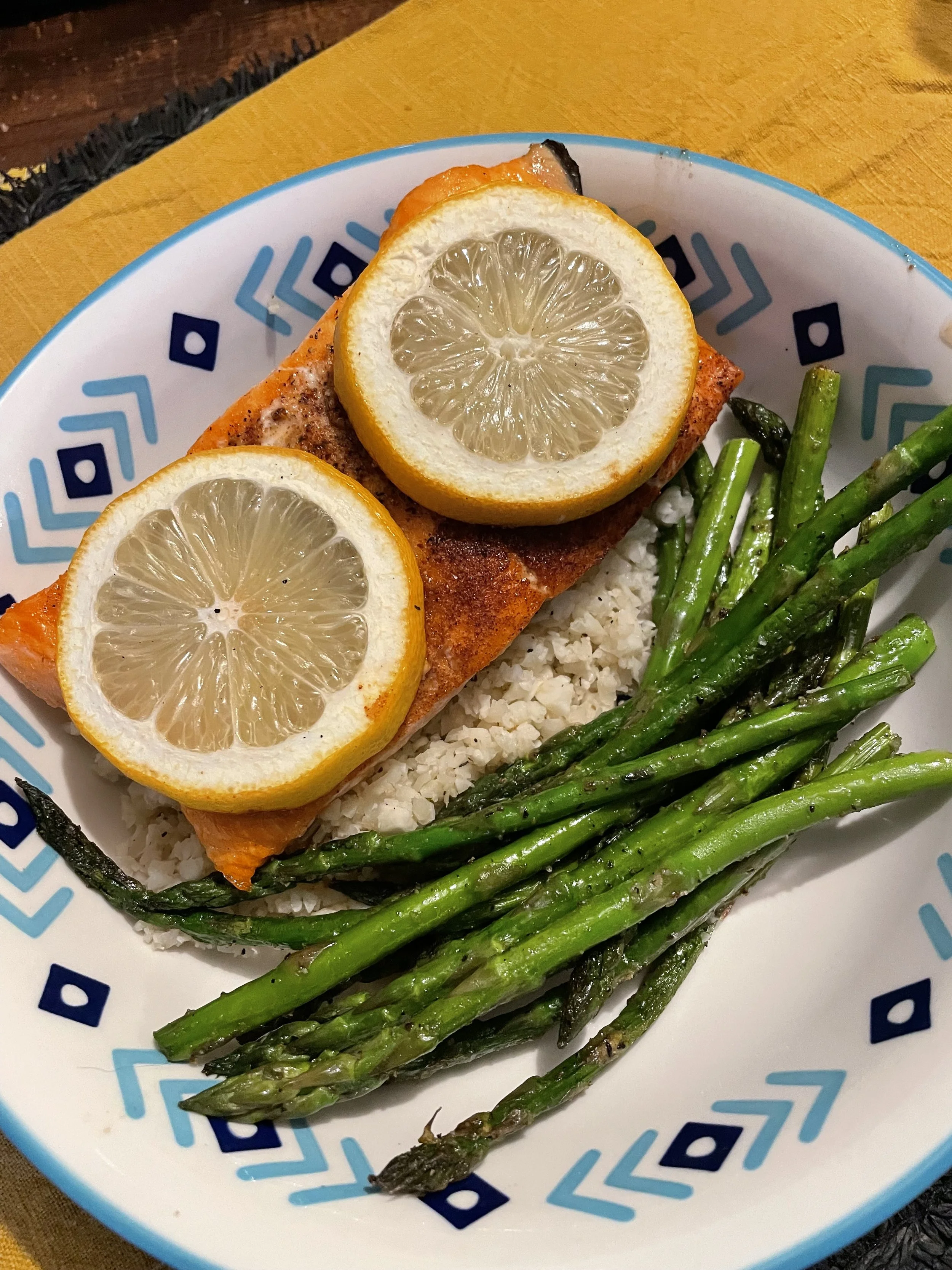 Cedar Plank Salmon with Asparagus
