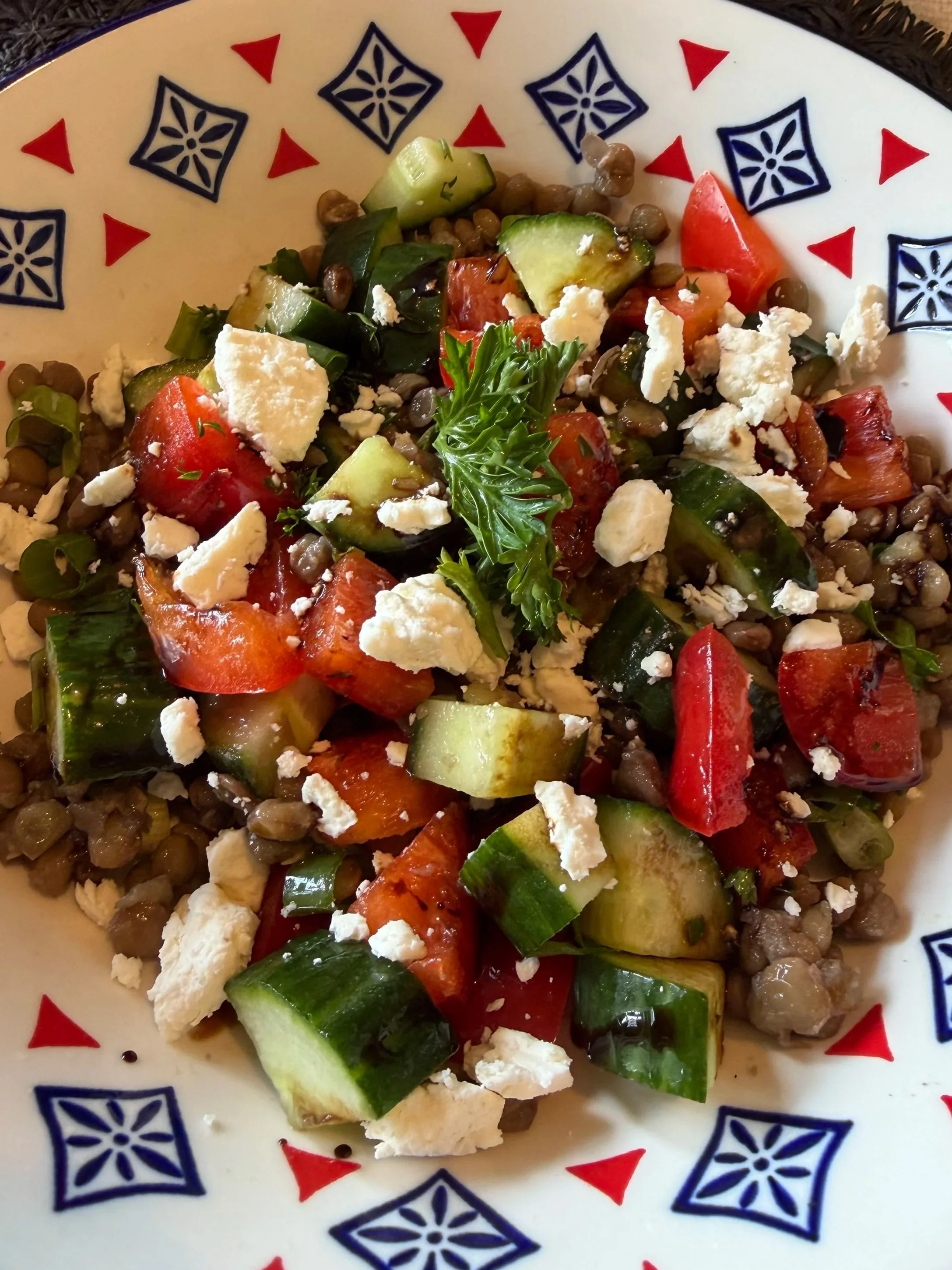 Lentil & Cucumber Balsamic Chopped Salad