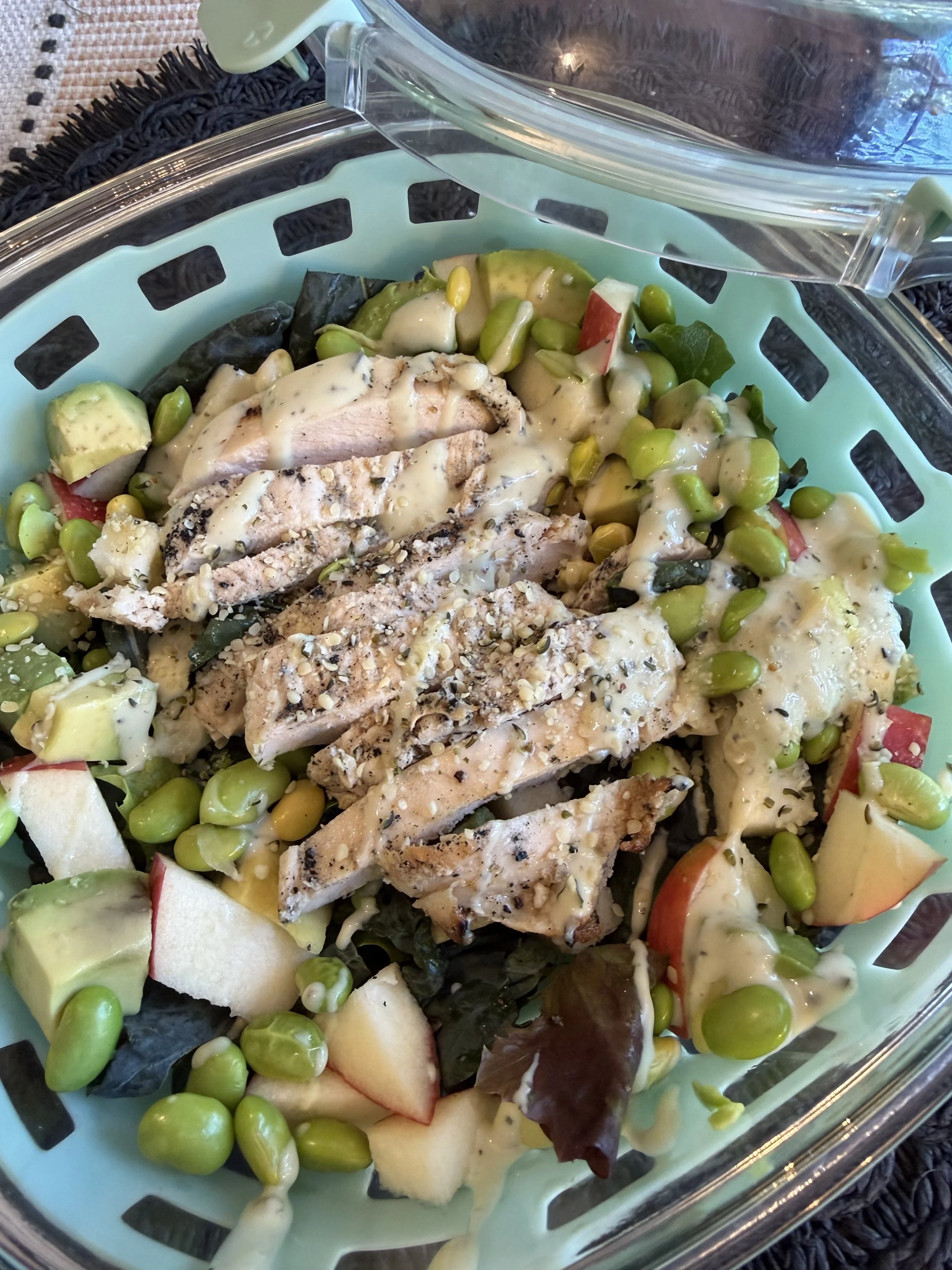 Kale, Edamame & Apple Salad with Chicken