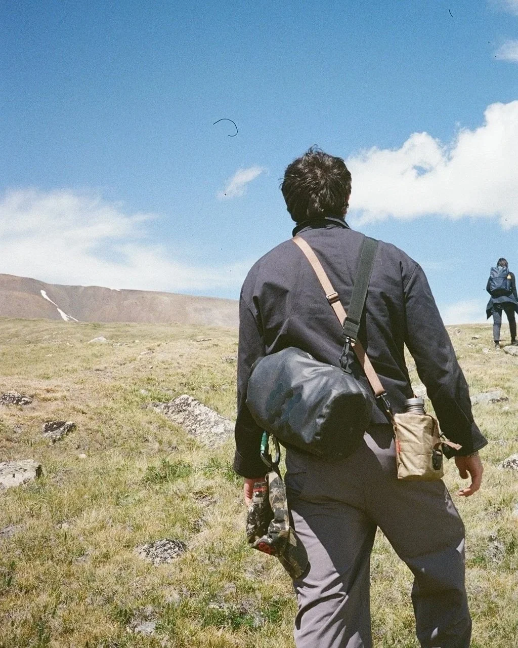 Joe in Mongolia for Dirty Manners with the Dirty Manners bag.