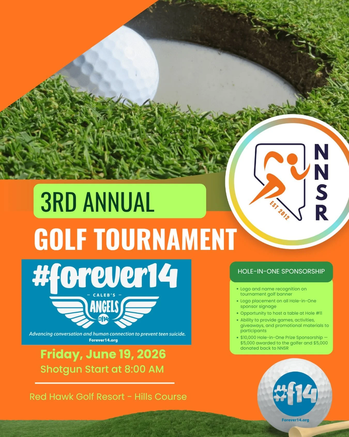 Today, we proudly shout out our Hole In One Sponsor and Community Partner, Forever14 🩵⛳

JOIN @forever14org IN THEIR MISSION TO PREVENT TEEN SUICIDE.

Forever14 was formed by a grieving family and dedicated community members after the heartbreaking 