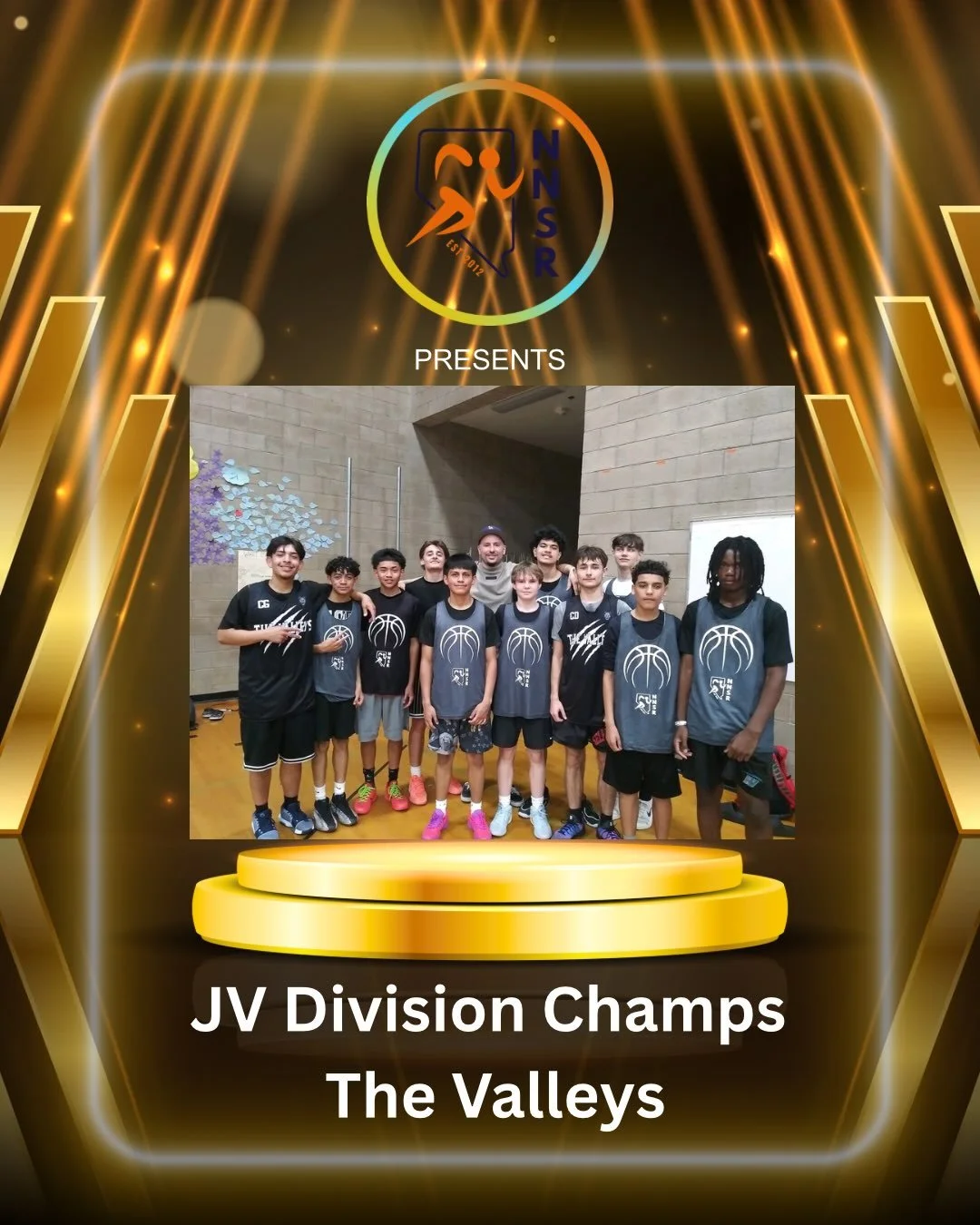 NNSR proudly presents our High School Hoops Champions🏆

JV Division Champions: The Valleys
Varsity Division Champions: Podz Elite

Congratulations to both teams on an outstanding season and well-deserved championship victories. Great work, boys! 👏?