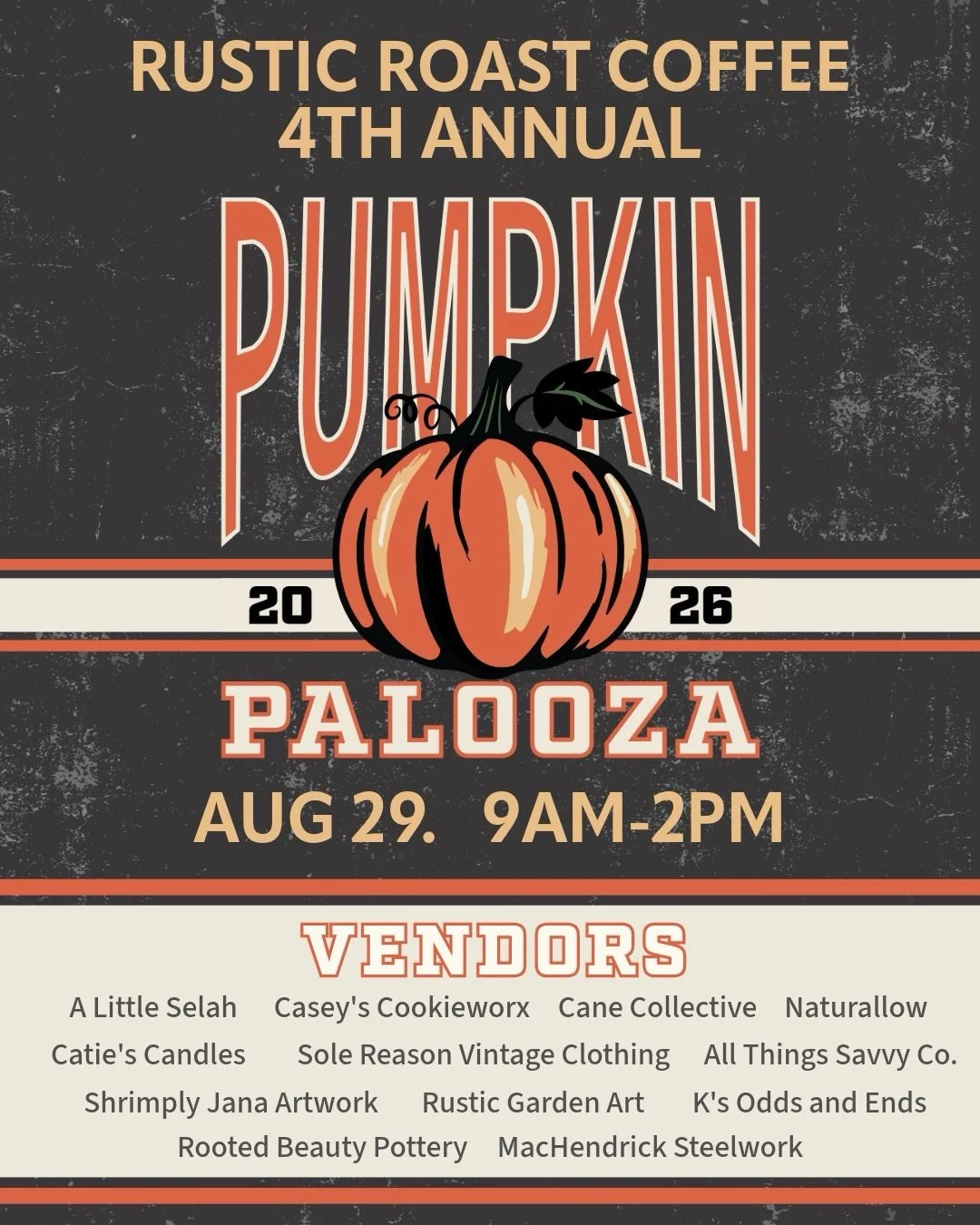 🎃 Don&rsquo;t miss the tradition of ringing in pumpkin season with us at our 4th Annual Pumpkin Palooza! We have so many great vendors to support and all of our drinks will be taken over by pumpkins! 

Shop small and shop local.

The classic Rustic 