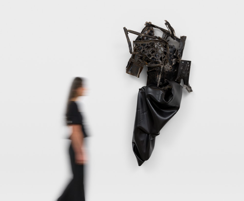 Kennedy Yanko, 'Cowboy, gangster, politician', 2024, paint skin, metal, 73 x 15 x 34 in. Courtesy of Kennedy Yanko and James Cohan Gallery. Photo by Dan Bradica.