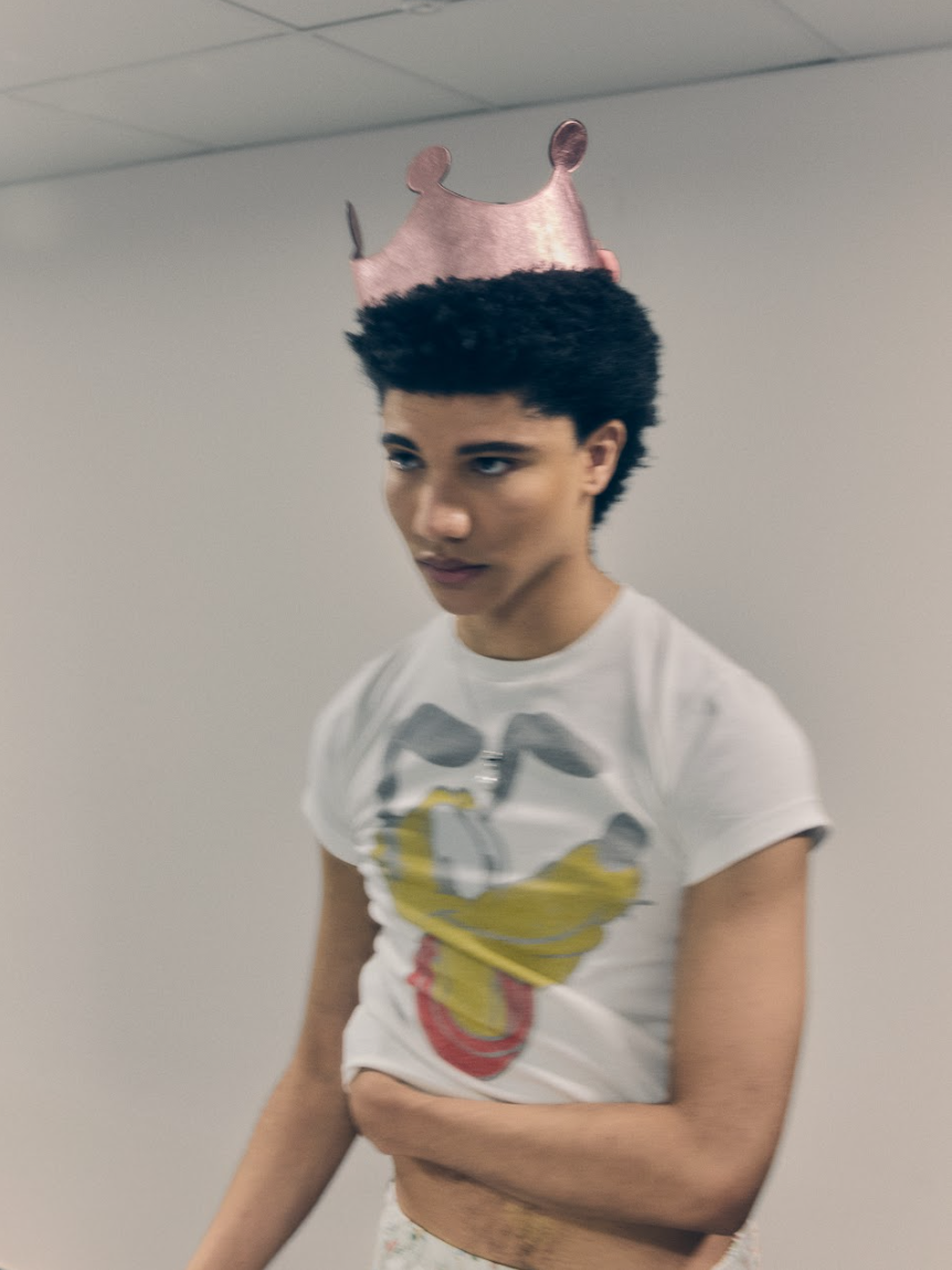 James wears Coach crown and shirt, Luke Friend shorts, Paspaley necklace.