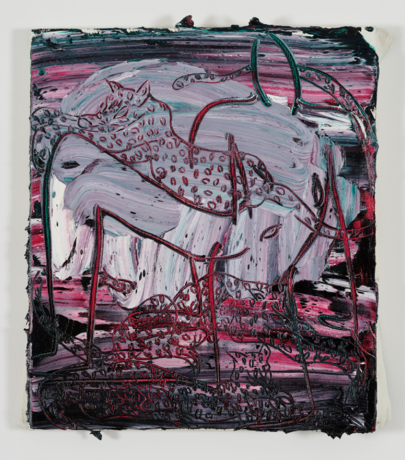 Rikako Kawauchi, 'Play with tigers', 2025, oil on canvas, 530 × 455 mm.