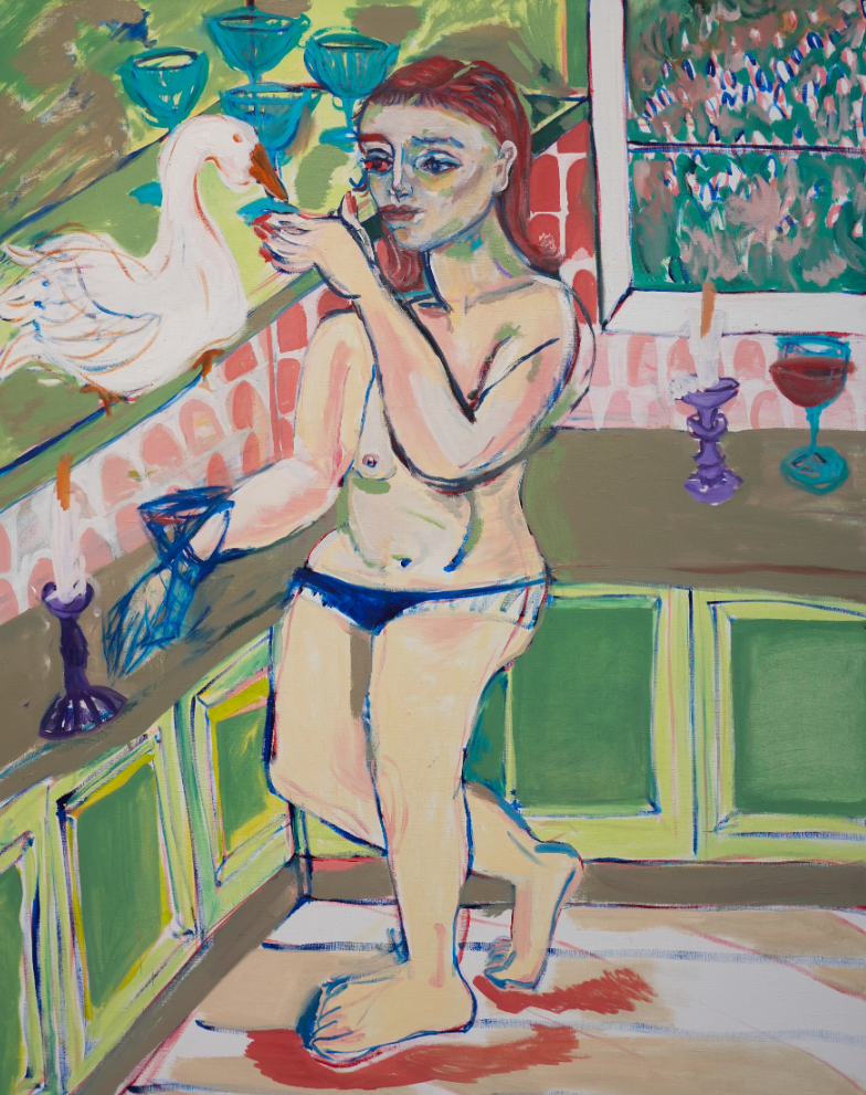 'The Swan in the Cupboard', 2026. Oil on linen, 60 x 48 " (152.4 x 121.9 cm). Image courtesy Gruin Gallery
