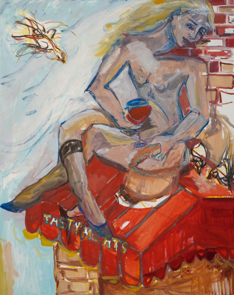 'Tasty Meats', 2026. Oil on linen, 60 x 48 " (152.4 x 121.9 cm). Image courtesy Gruin Gallery