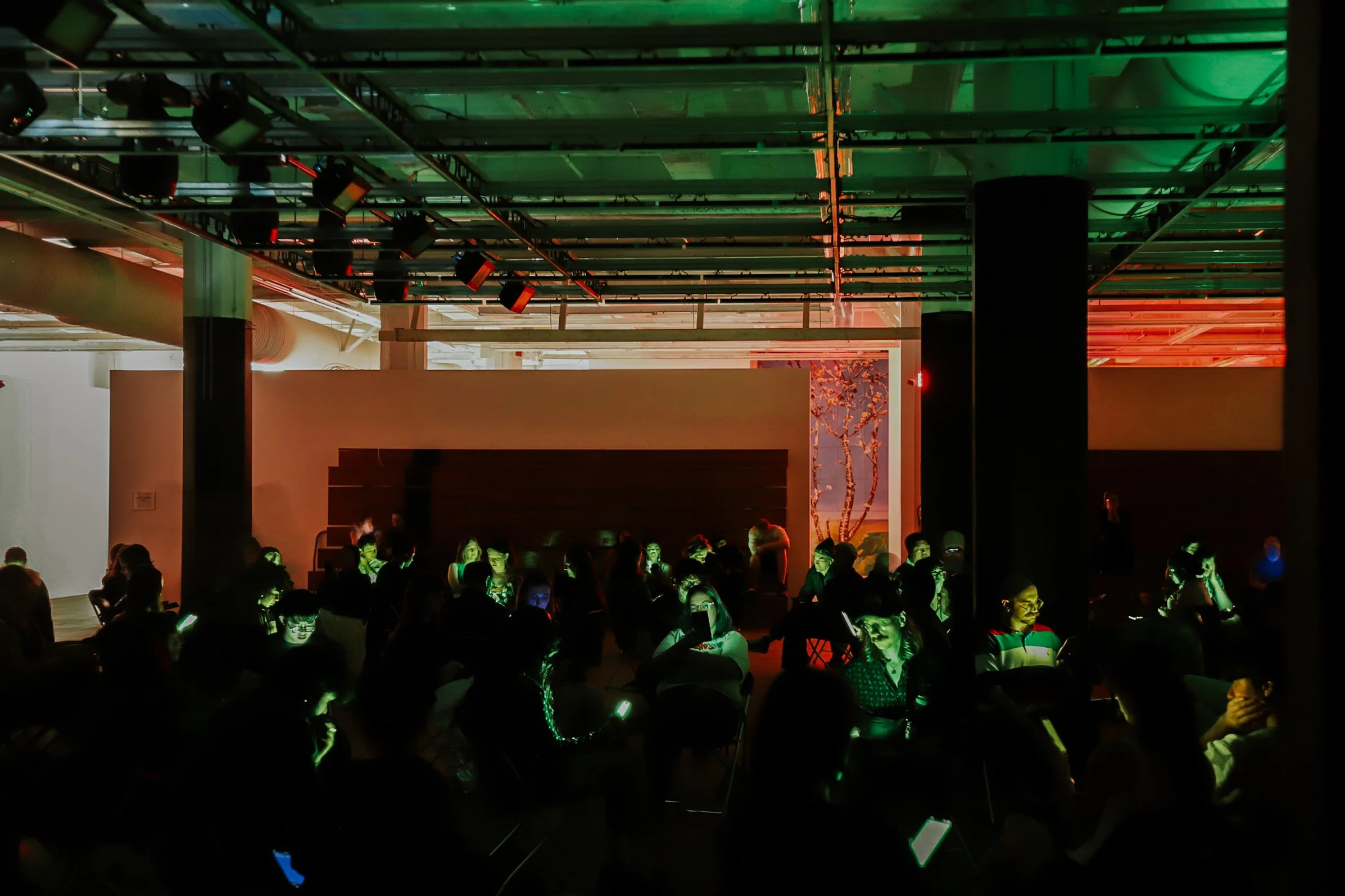 Space.City performance of A SEXUAL HISTORY OF THE INTERNET at Cannonball Arts, Seattle on May 1, 2026. Photo by Zion Thomas, courtesy Space.City. 
