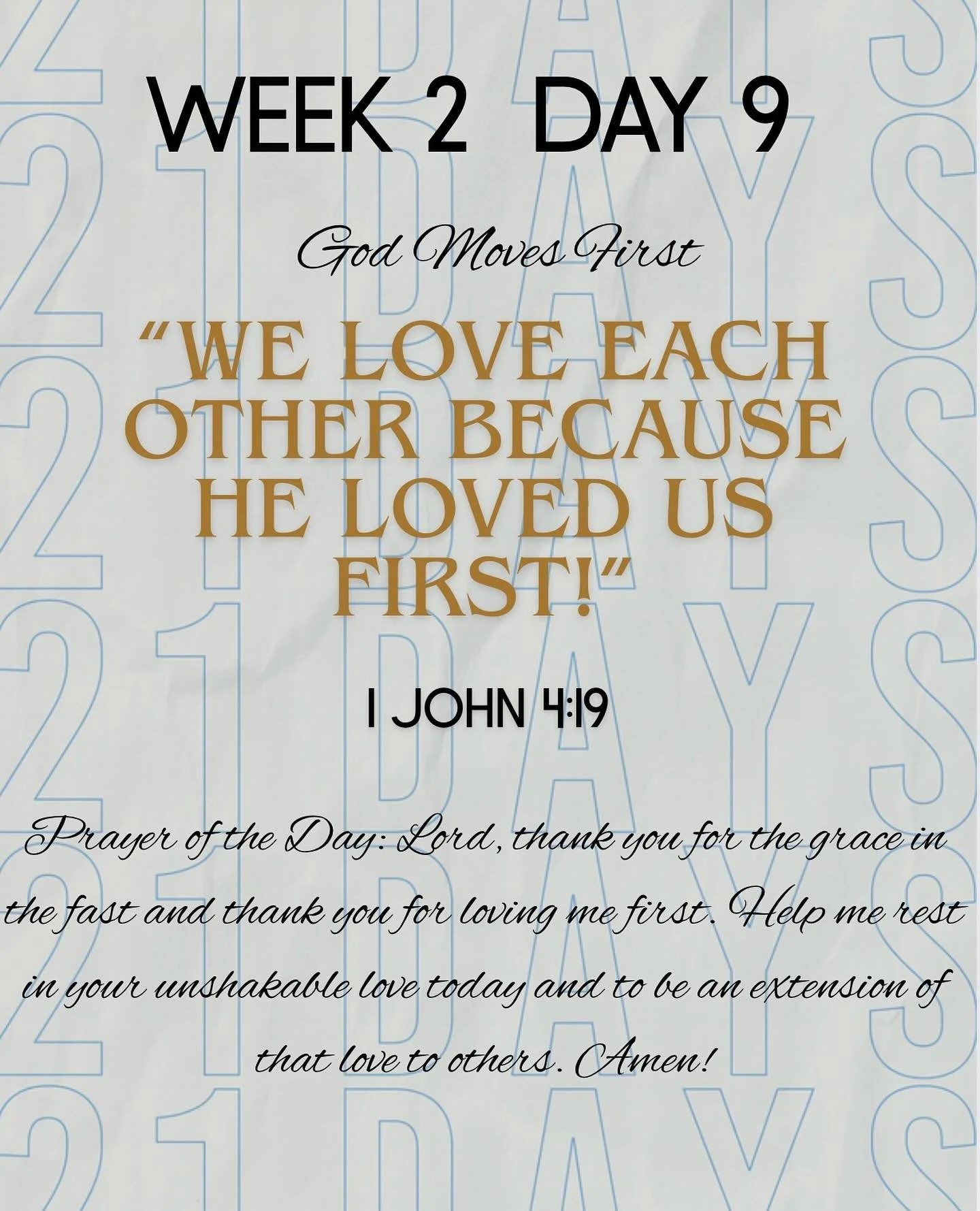 We&rsquo;re entering Week 2 of prayer and fasting, Coastal! 🙌 We pray this time has been strengthening your faith and drawing you closer to God! 

God&rsquo;s love is personal.
God&rsquo;s love is steadfast.
God&rsquo;s love heals.
God&rsquo;s love 