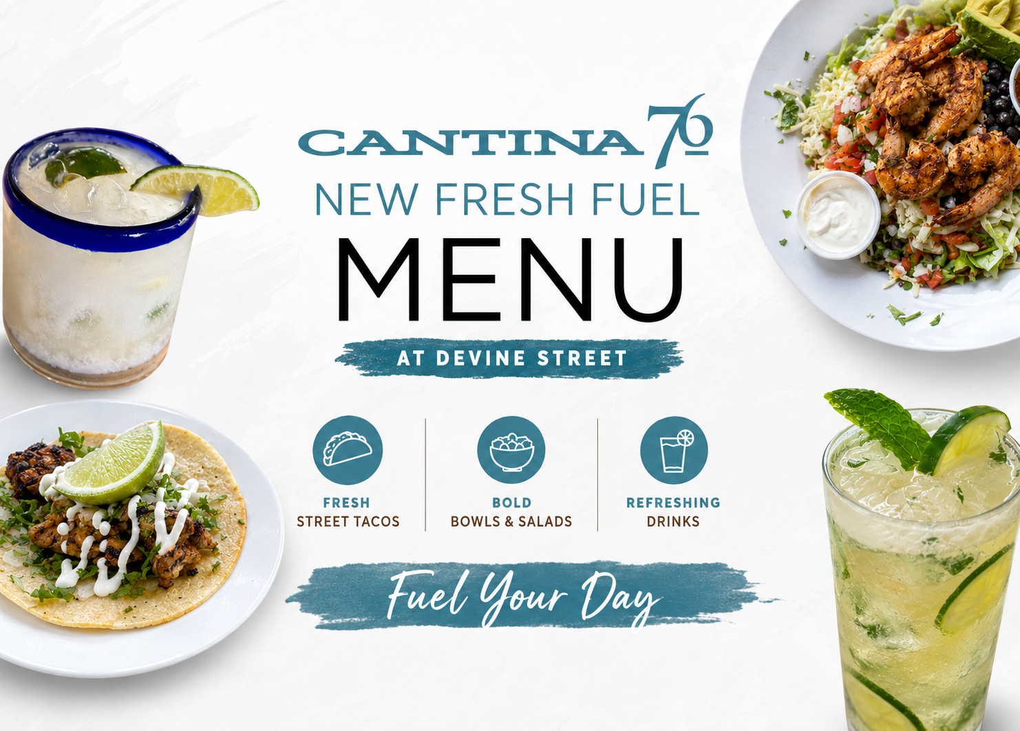 NEW Fresh Fuel Menu at Cantina 76 Devine Street