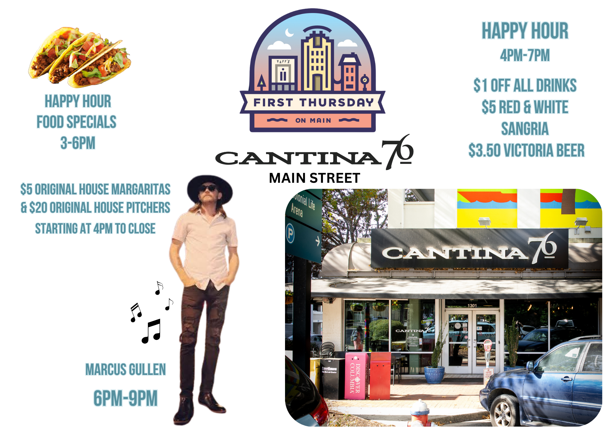 First Thursday at Main with Live Music by Marcus Gullen