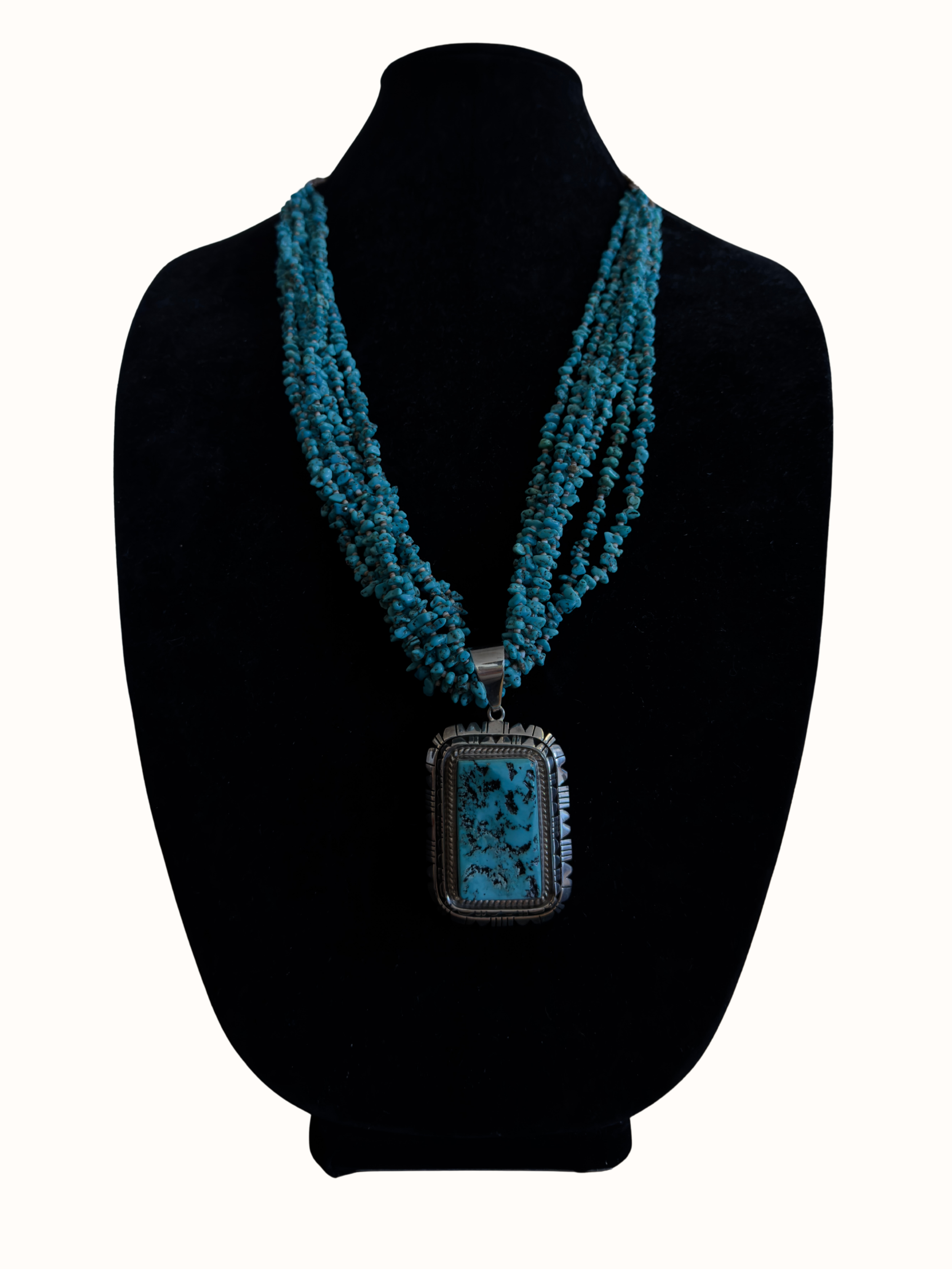 7 Strand Kingman Turquoise Necklace with Pendant