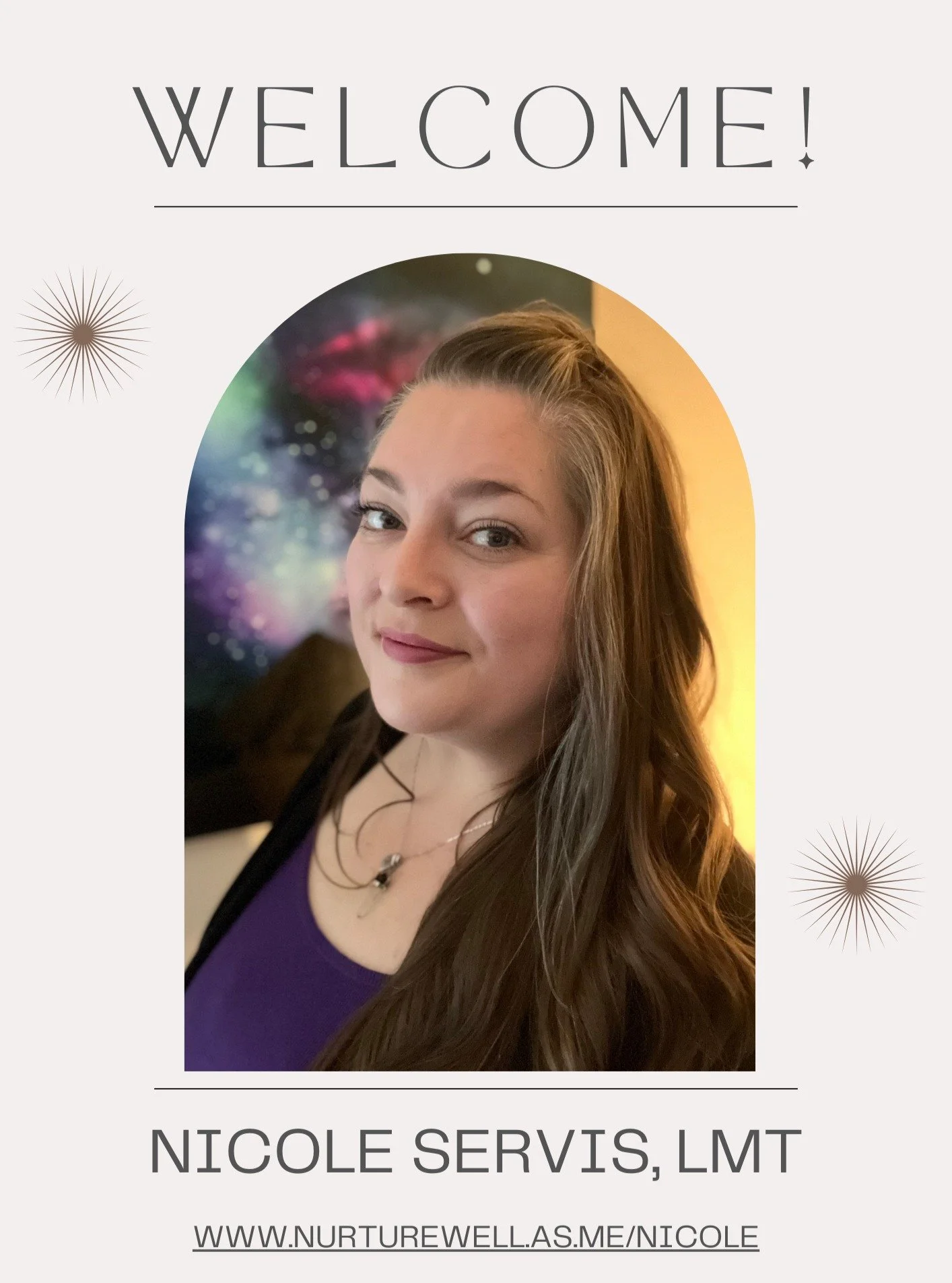 We're welcoming a fabulous LMT into our space and are excited to introduce you... Nicole is offering massage on Tues/Wed/Sun. She's extending a welcome gift of $10 off sessions booked by Feb 28 with code NICOLE. 

Nicole specializes in bodywork that 
