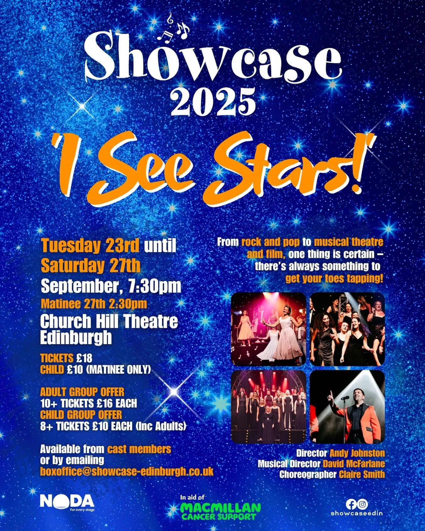 🌟 SHOWCASE 2025: I SEE STARS 🌟
Get ready for a toe-tapping spectacular! From rock anthems to pop hits, musical theatre showstoppers to unforgettable film favourites — Showcase 2025 promises a dazzling night of entertainment for everyone! 🎶✨