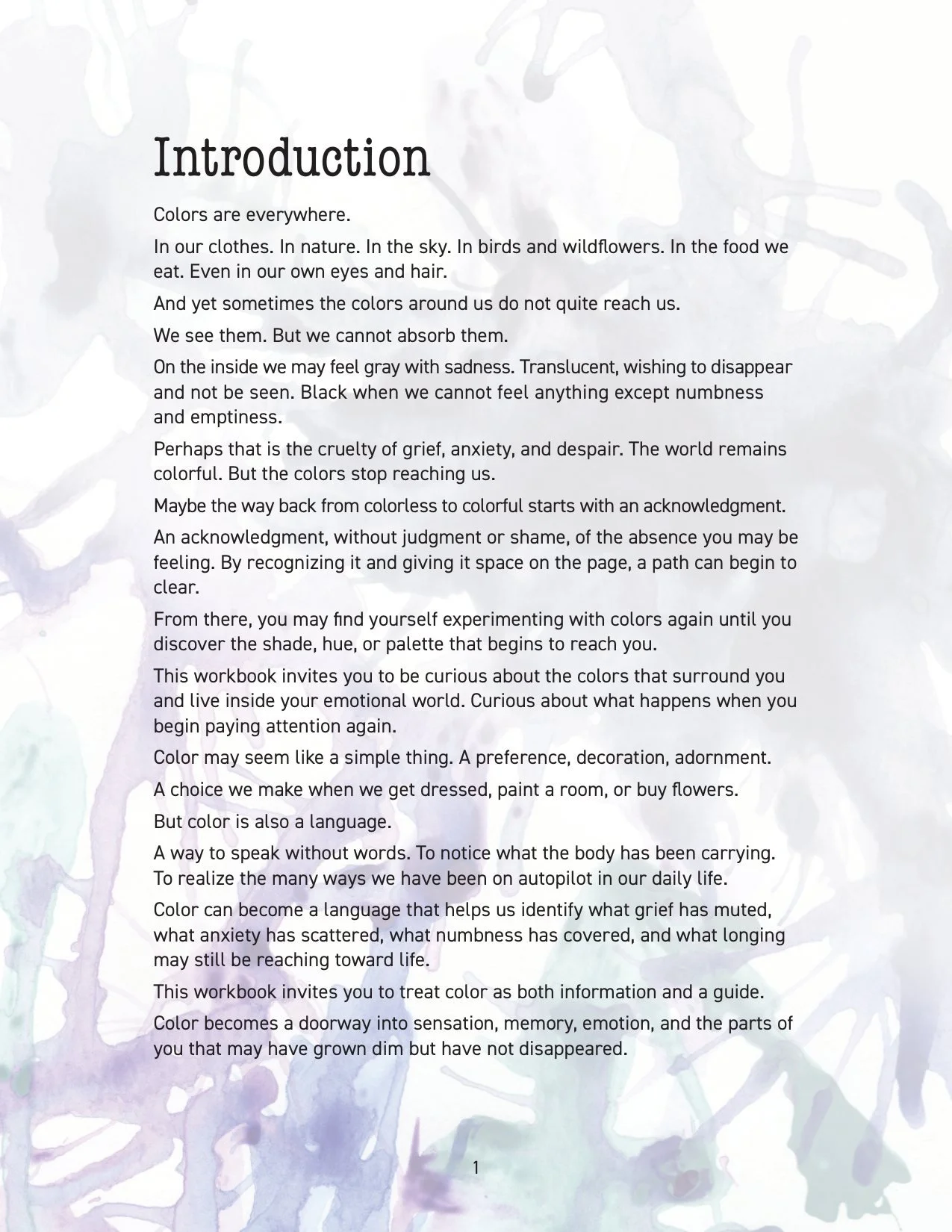 The first page of the introduction, with a watercolor wash at the top