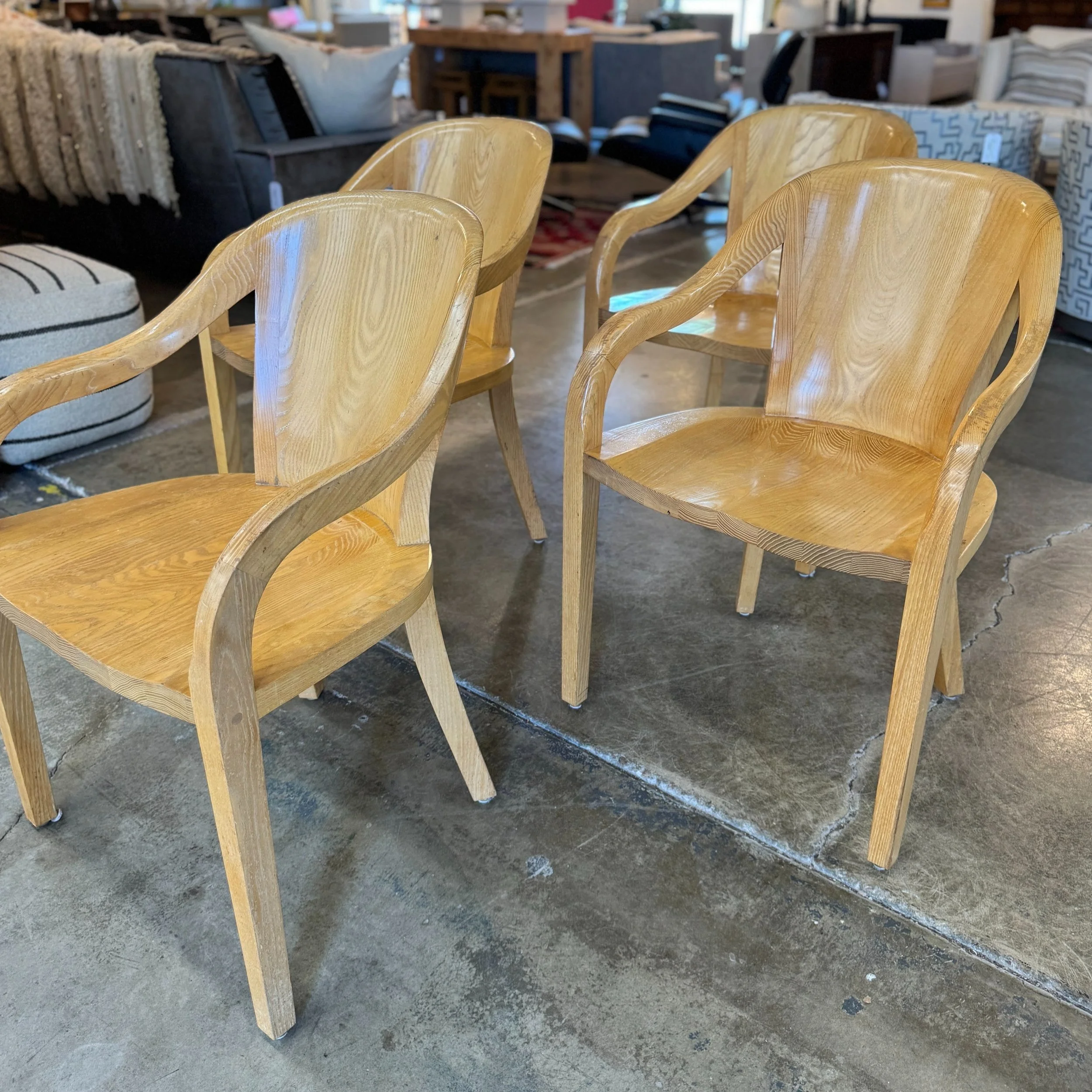 Set of 4 solid oak University Chairs by Ward Bennett for Brickel - 33h x 22w x 21d
