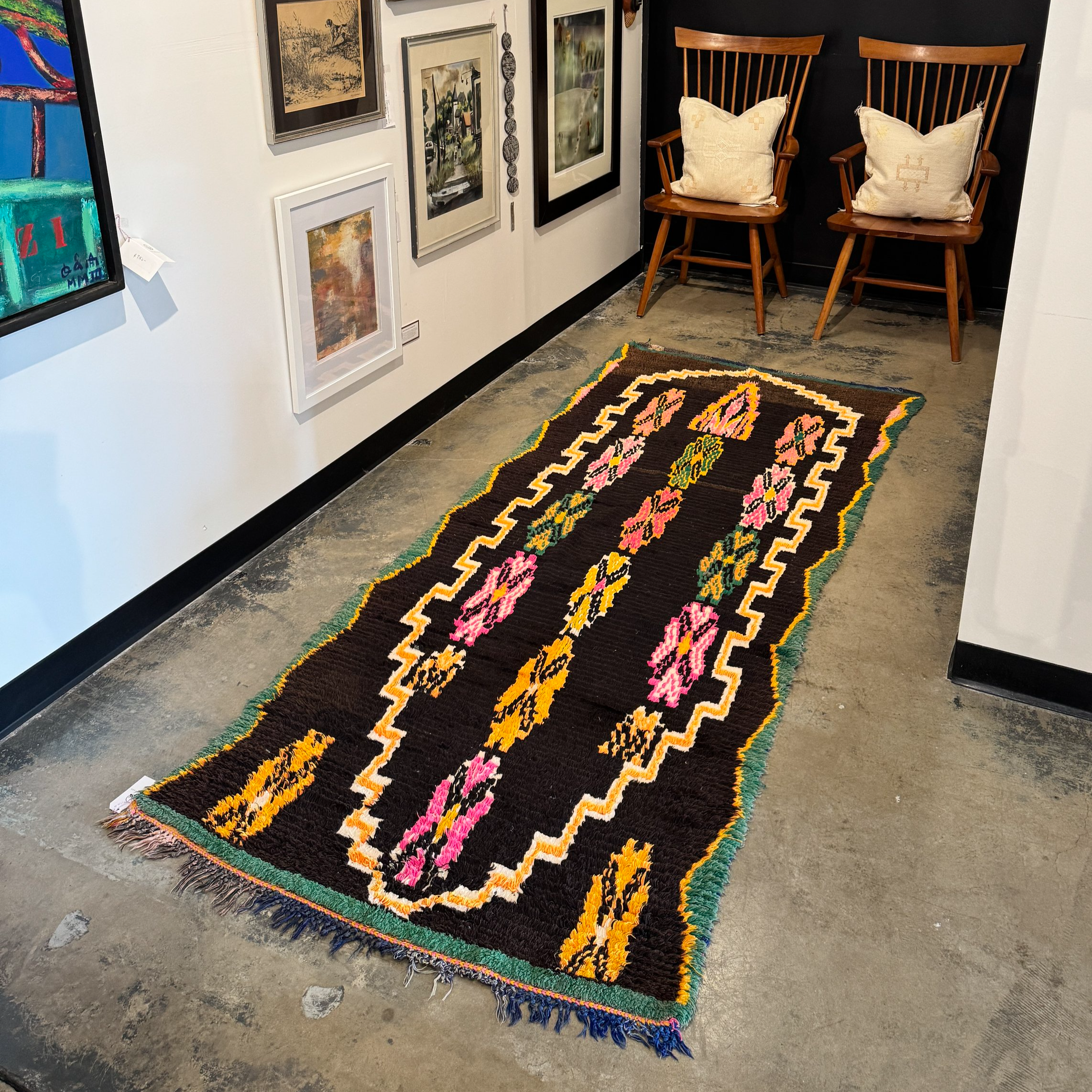 Vintage Moroccan Boucherouite Rug - 3' x 8'