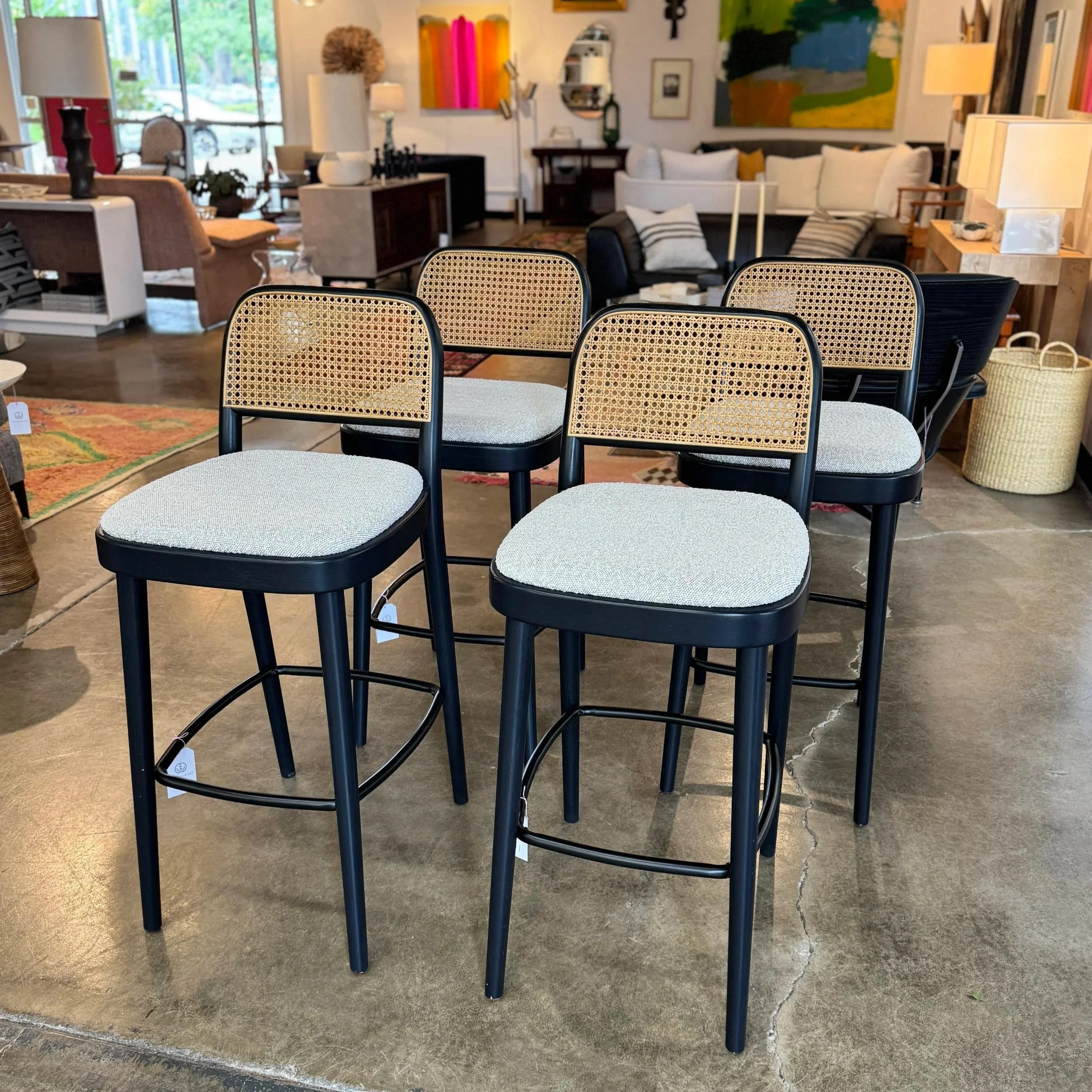 Castlery Cane Bar Stool (x4) - 17.7"W x 21.3"D x 40.2"H