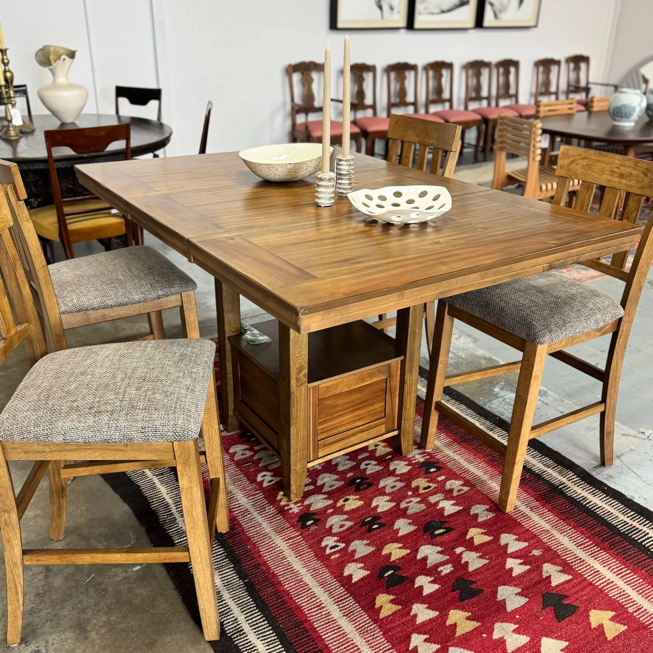 Counter Height Extendable Dining Table - 42" x 36"H (60"D w/ extension)