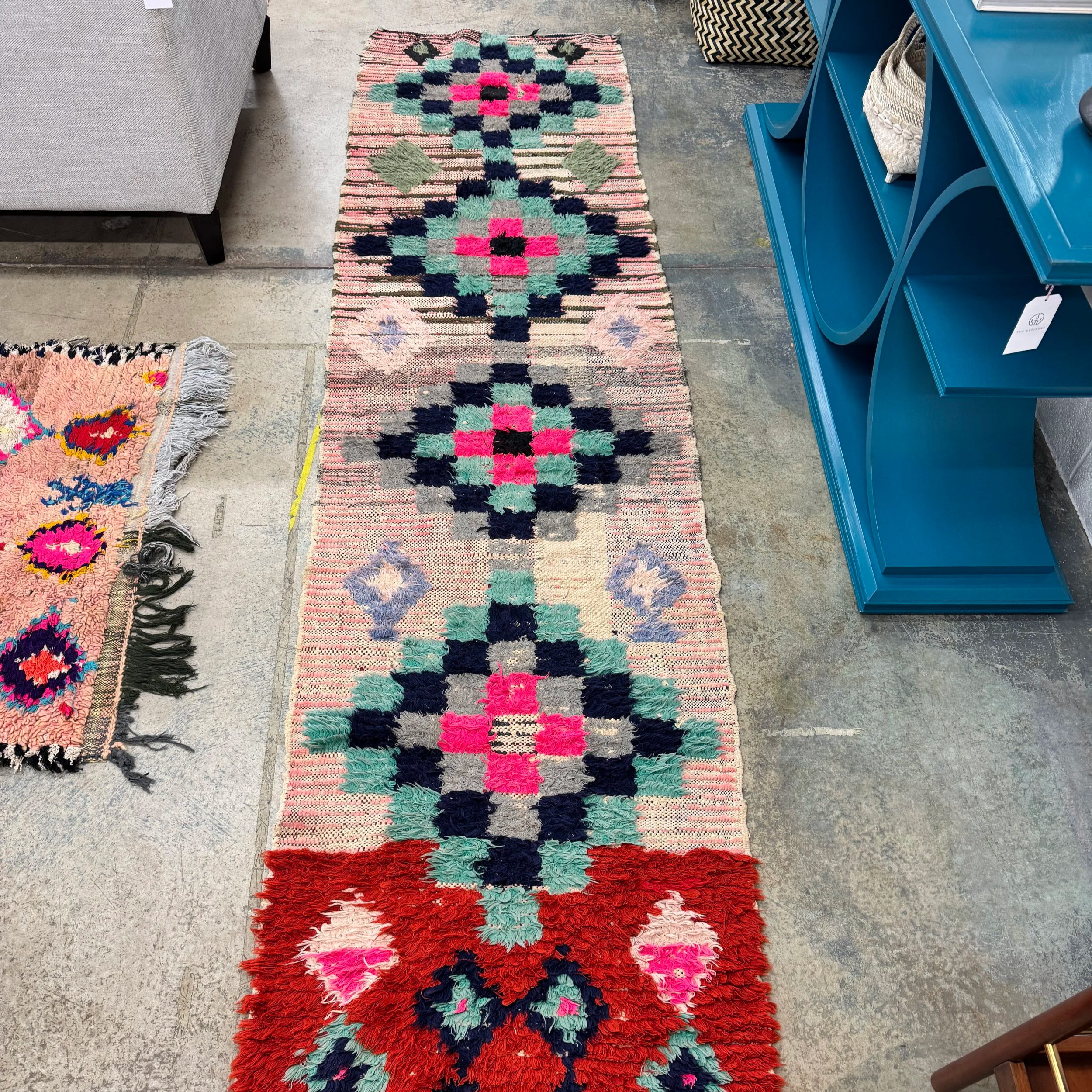 Vintage Moroccan Boucherouite Rug - 2.5' x 10'