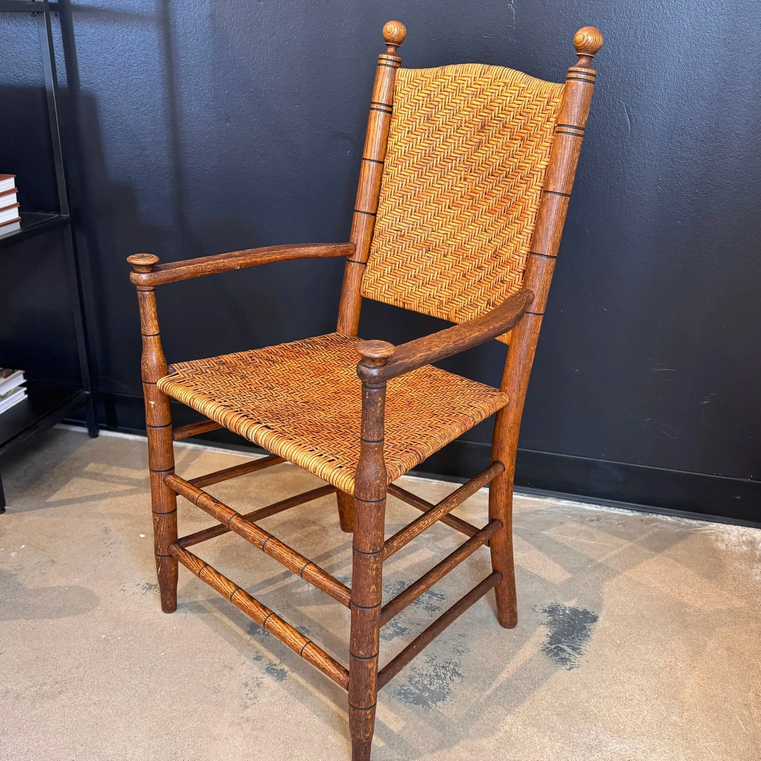 Late19th Century Herringbone Cane Arm Chair