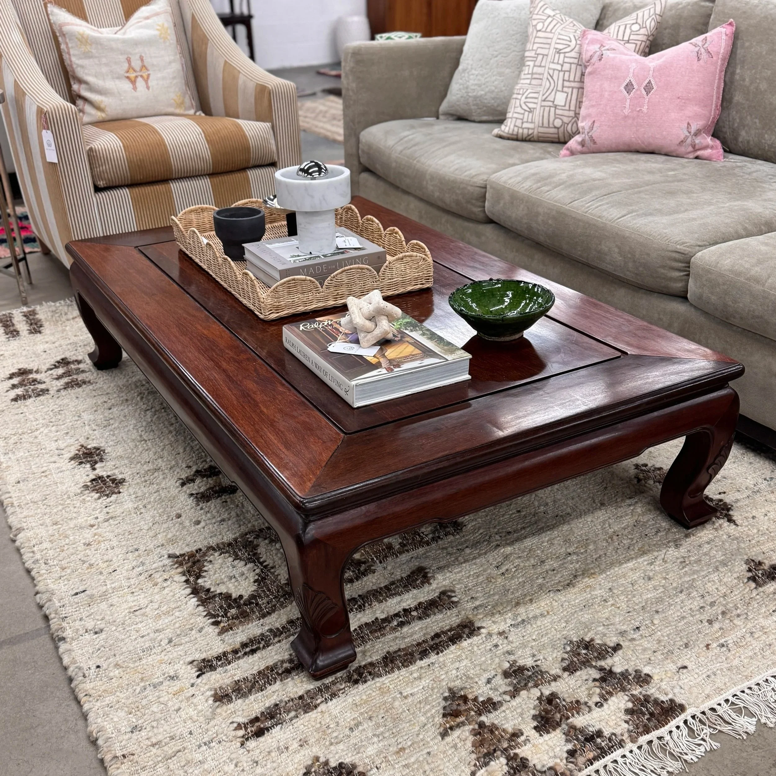 Vintage Ming Chinese Rosewood Coffee Table (59"W x 36"D)
