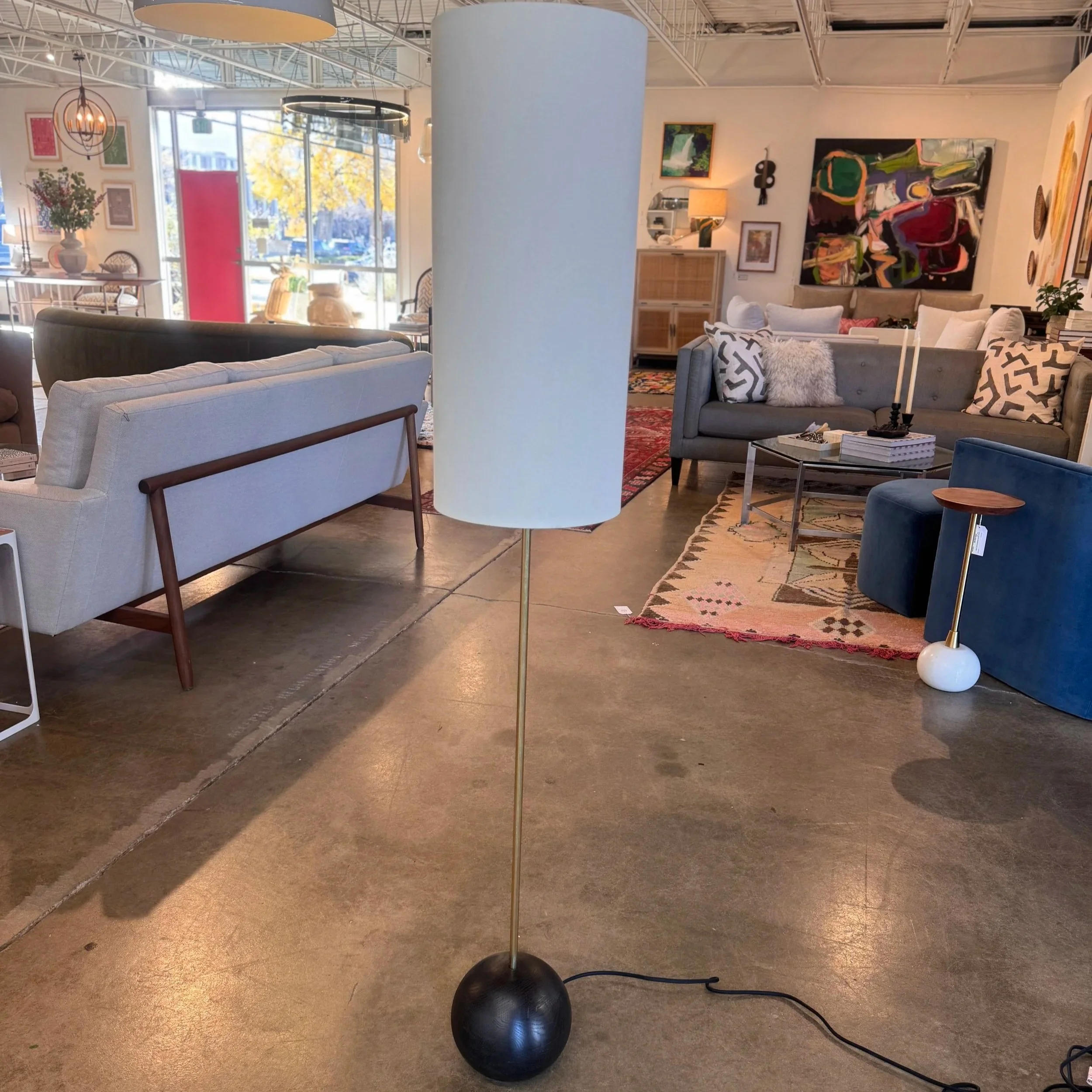 SOLD - Cylinder Shade Floor Lamp (58.5"H)