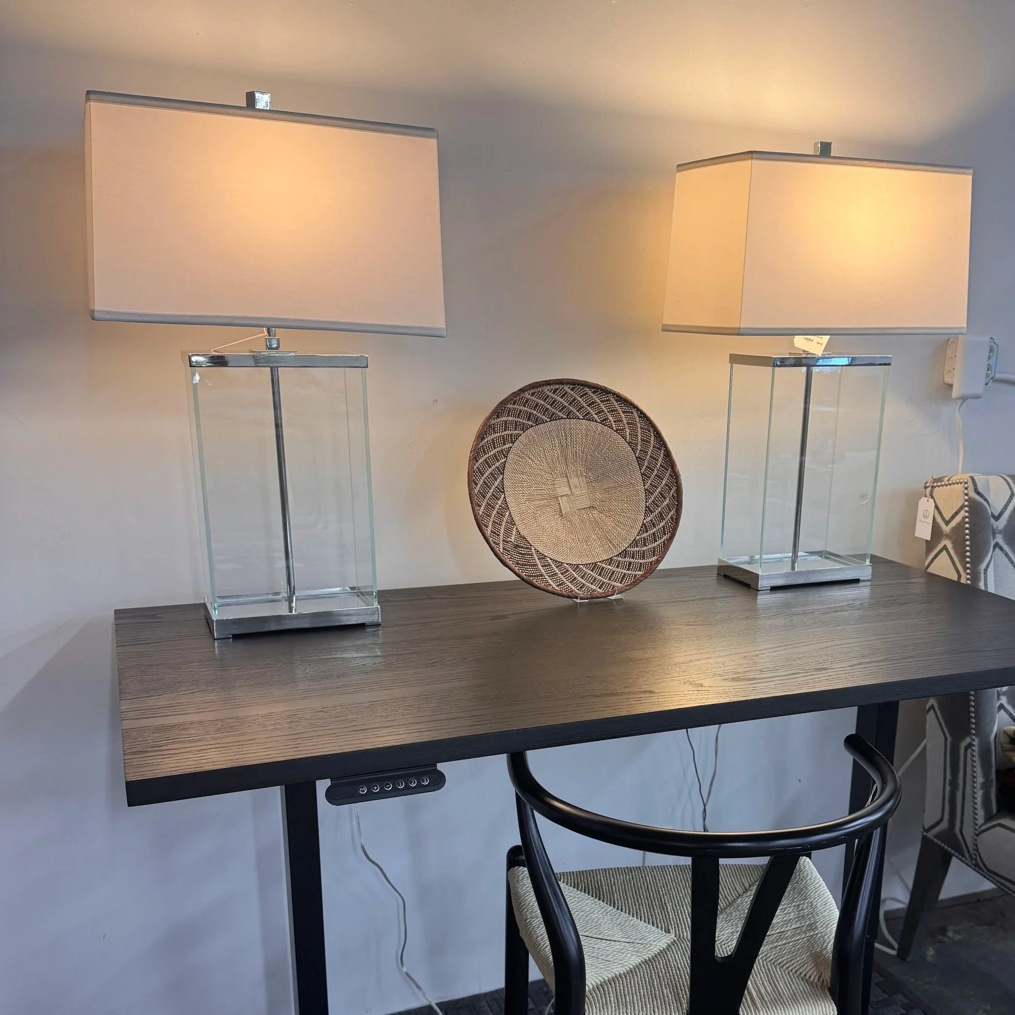 Ethan Allen Glass Table Lamp (x2)