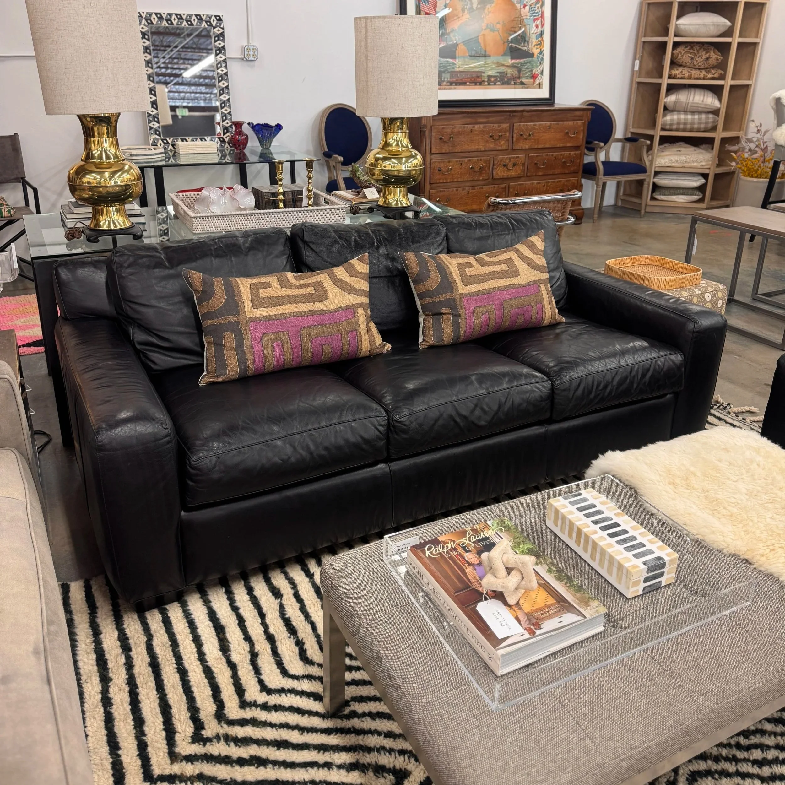 SOLD - Mitchell Gold Leather Zachary Sofa - 84"W x 40"D