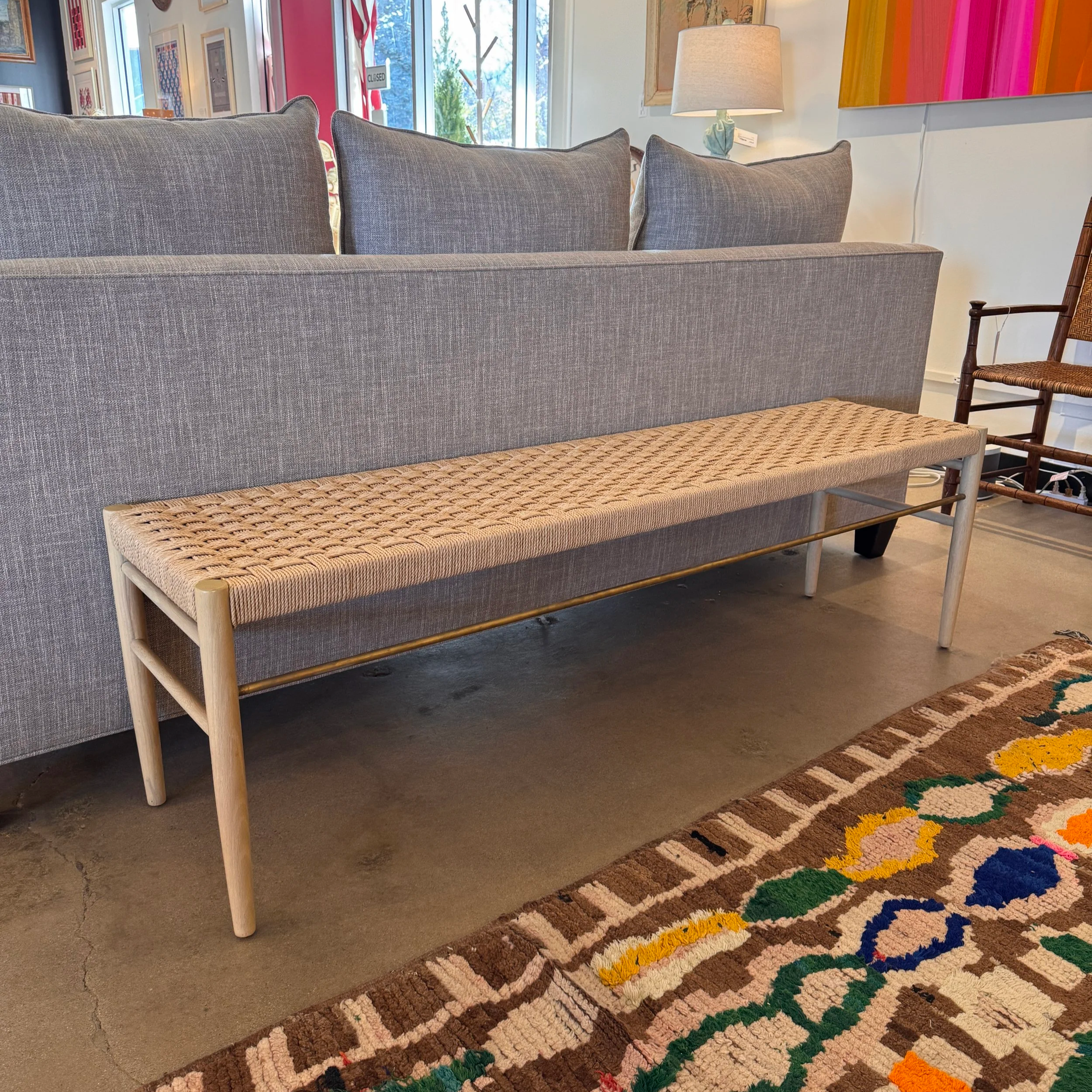 SOLD - McGee & Co Woven Bench (60W x 15D x 18H)