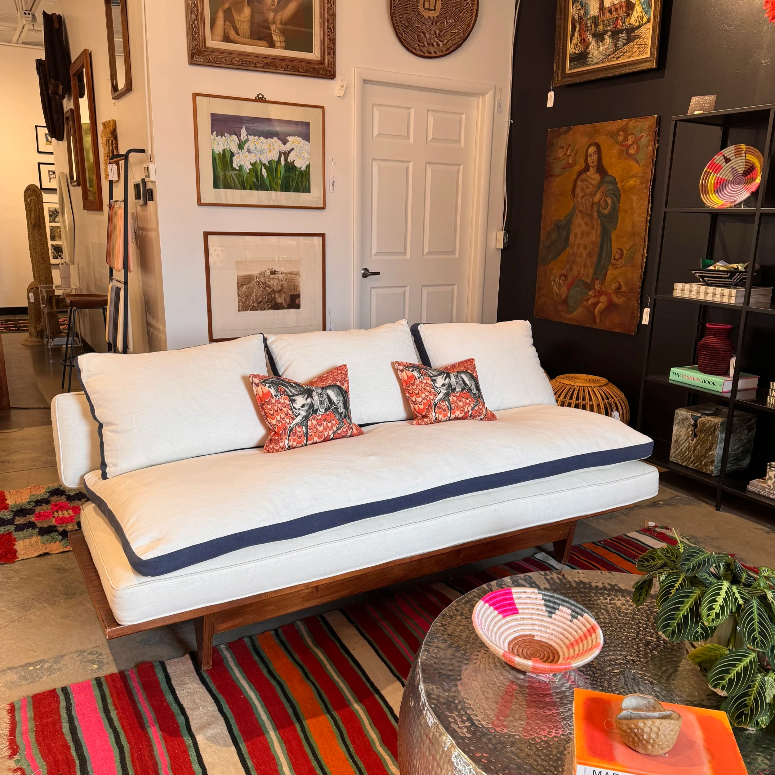 Vintage MCM Sofa/Daybed + Feather Topper (73W x 31D x 26H)