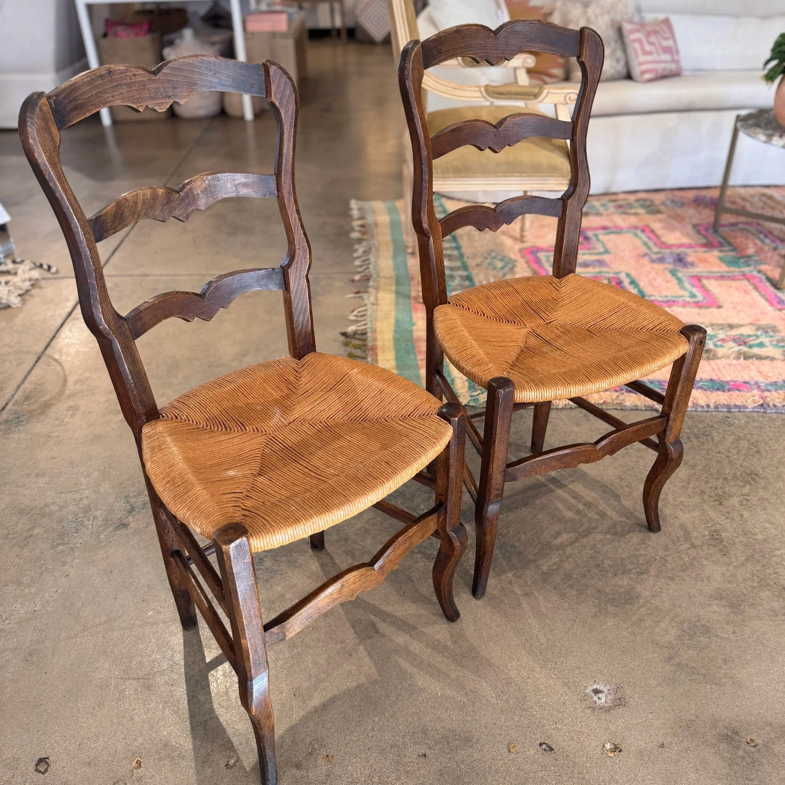 French Ladderback Rush Seat Chair	(x2)