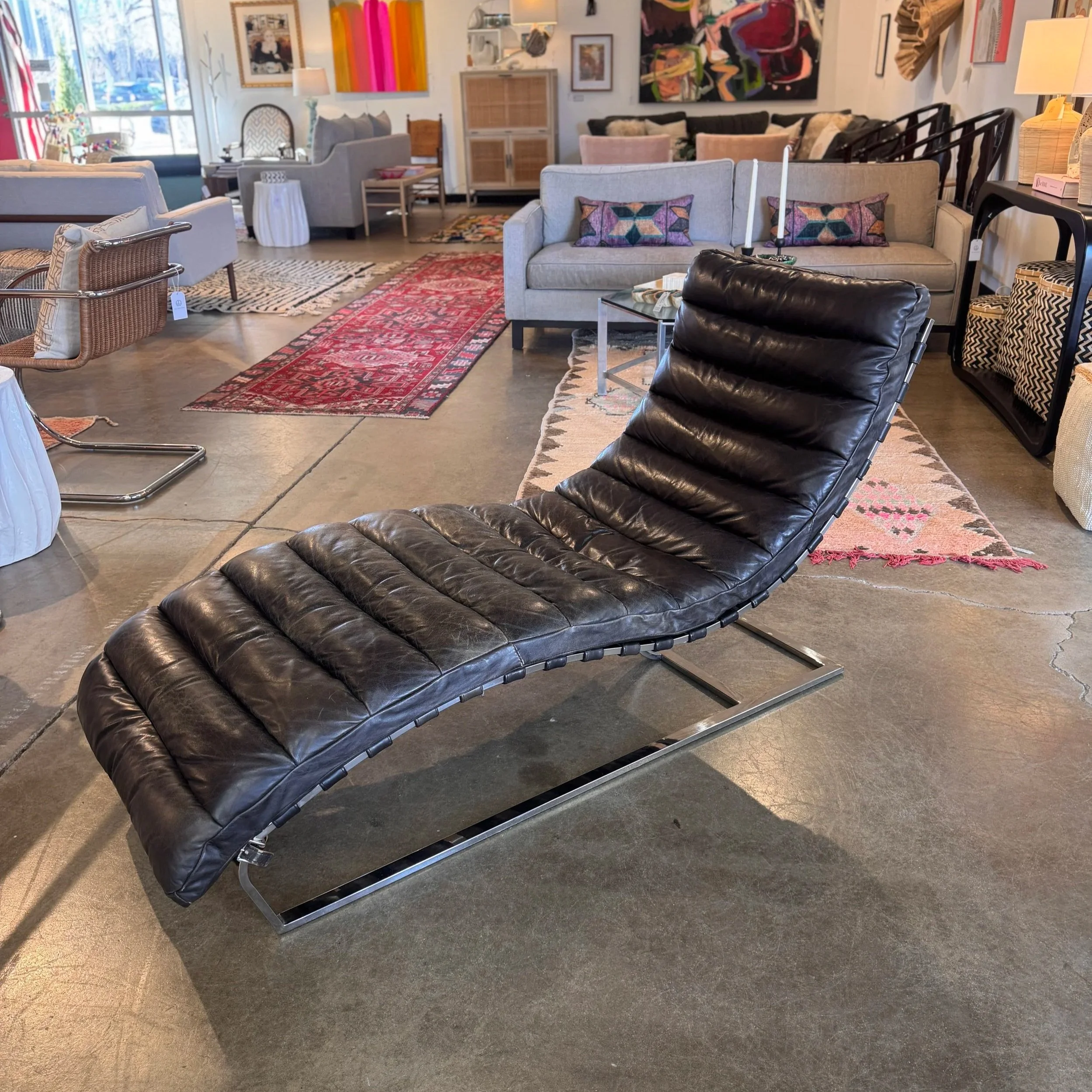 SOLD - RH Oviedo Leather Chaise (62W x 24D x 32H)