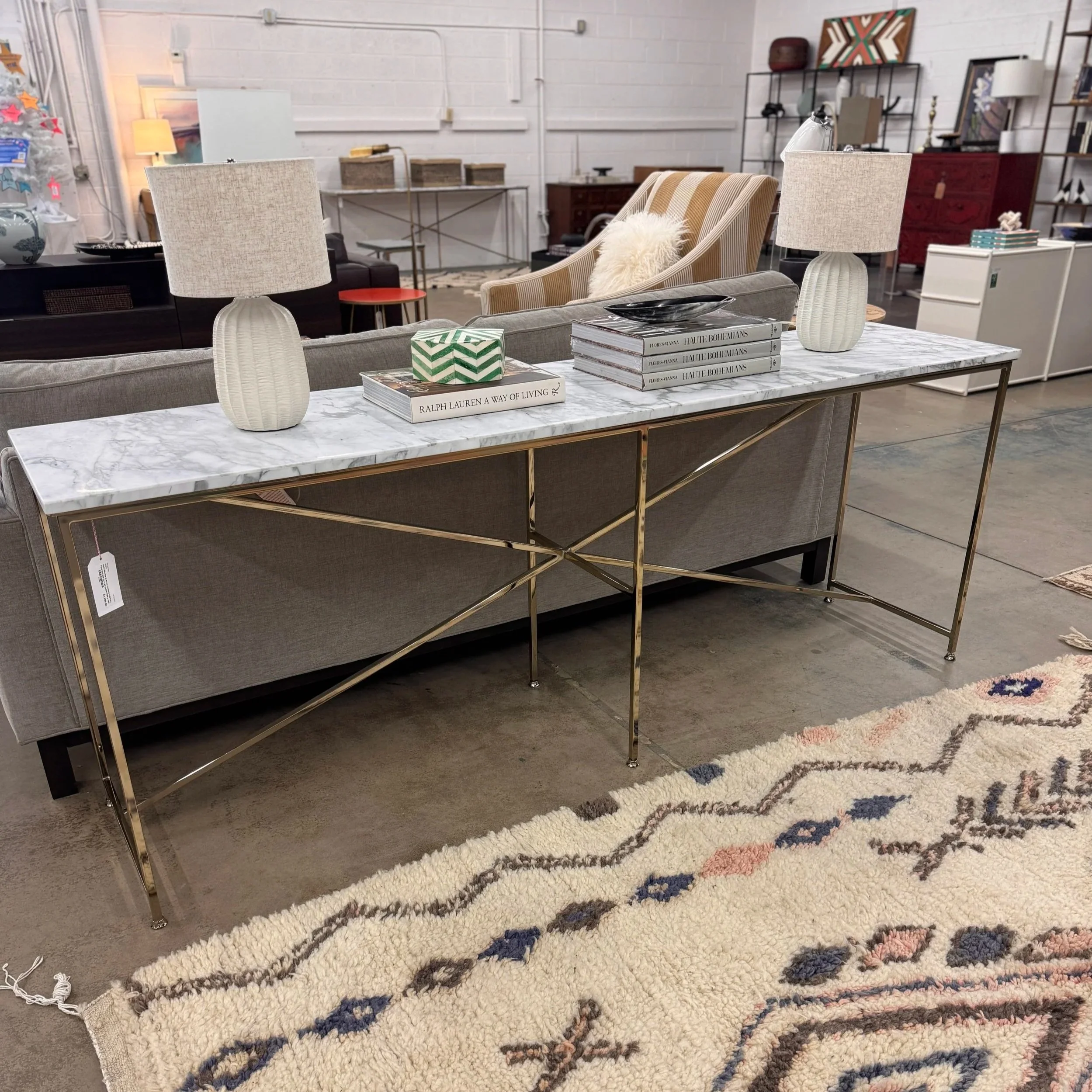 Irwin Marble & Brass Console Table by Paul McCobb for CB2 - 78"W