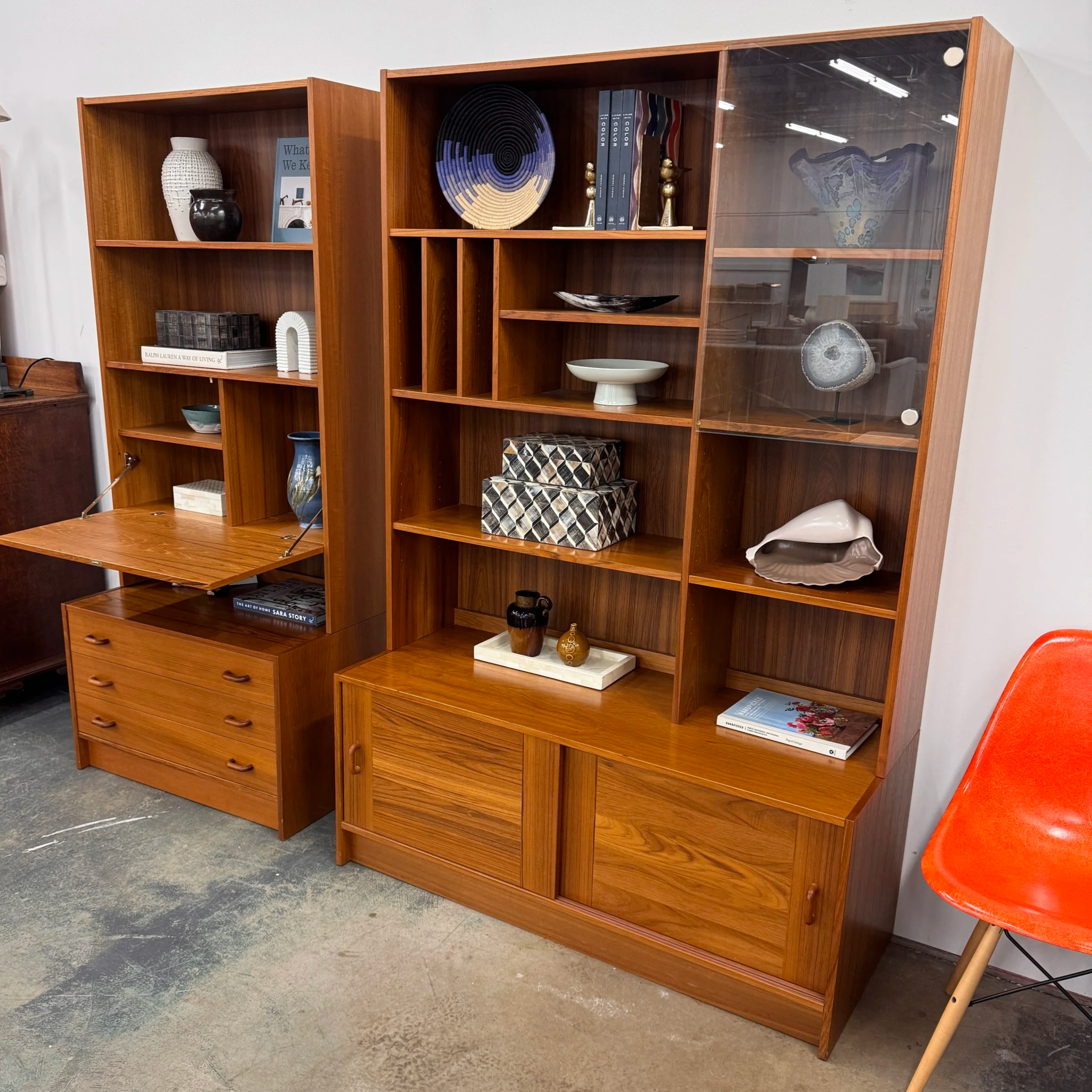 SOLD - Danish MCM Teak Shelving Unit by Domino Mobler (48W × 20D × 72H)