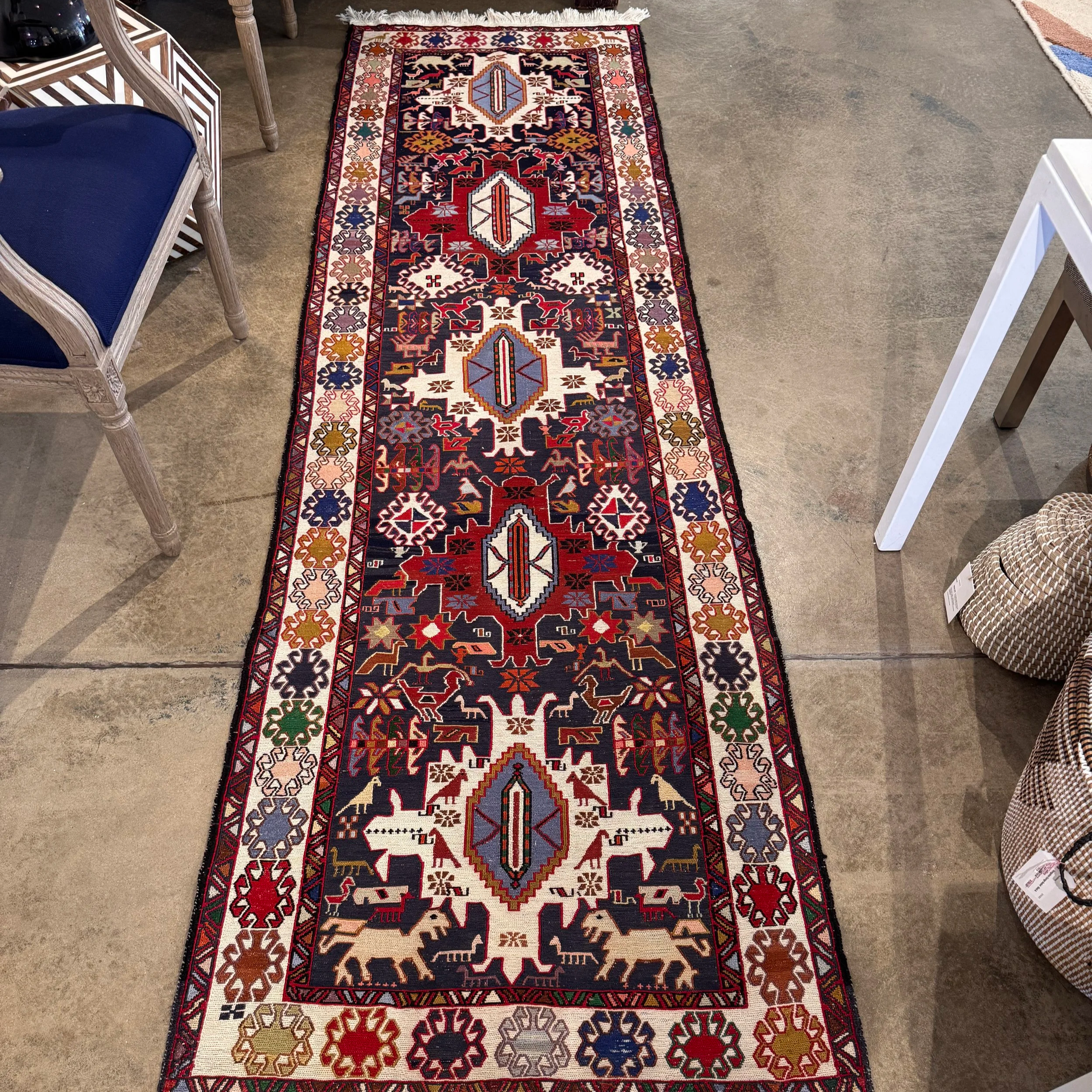 Vintage Persian Kilim Runner (9.6' x 3')