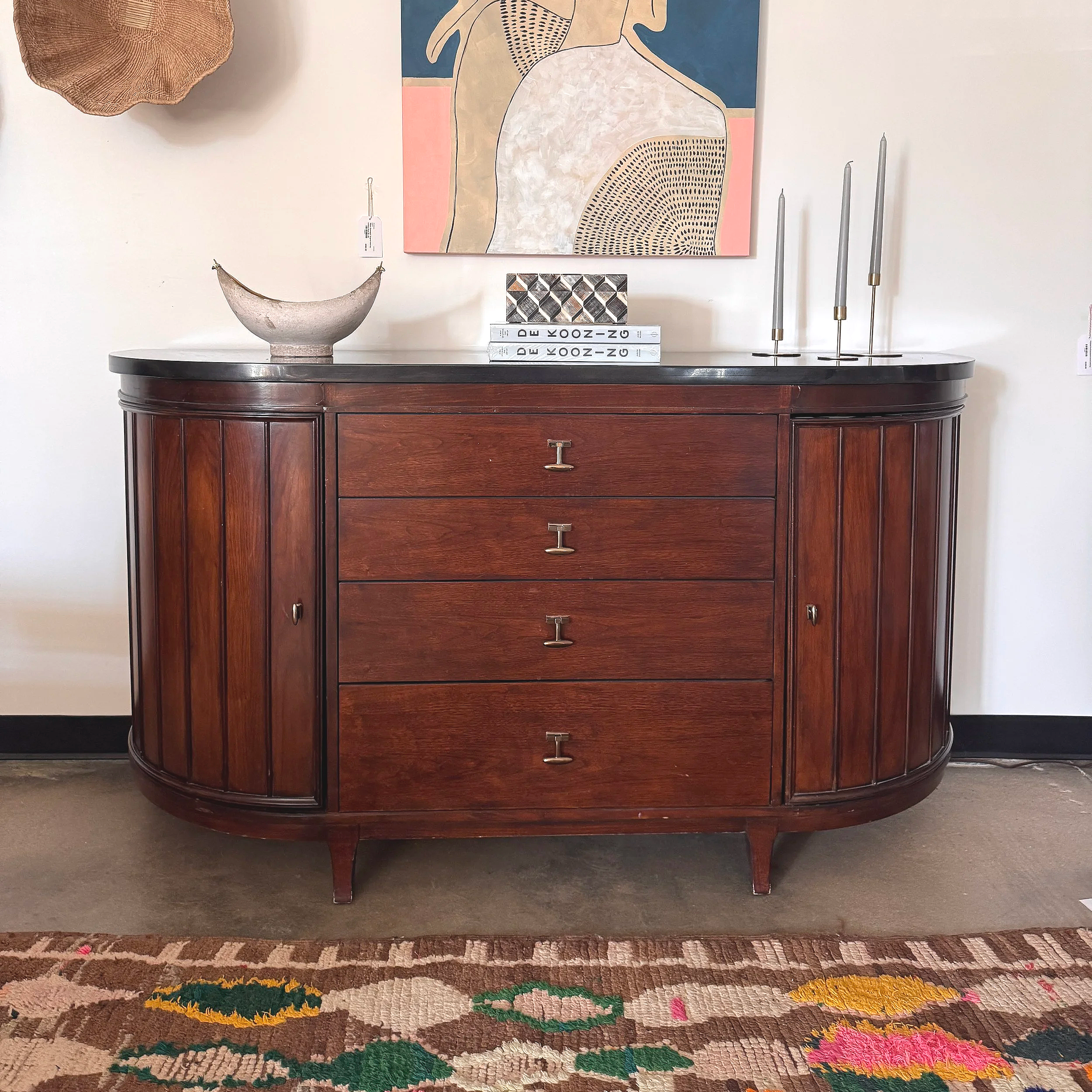 Mahogany Deco Sideboard (69W x 21D x 37H)
