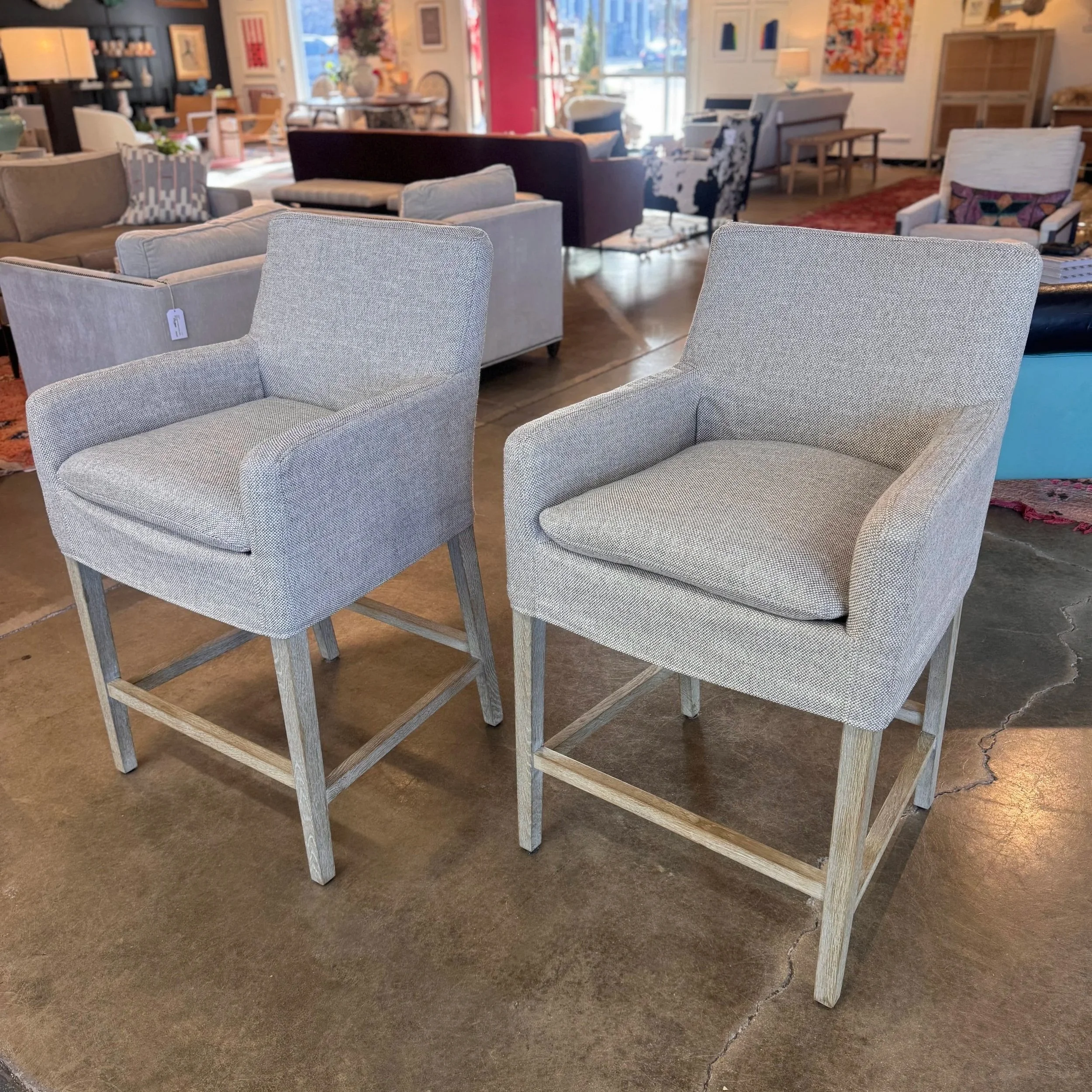 Counter Stool (x4,  plus extra set of white slipcovers) - 23.5W x 24.5D x 27.5 seat