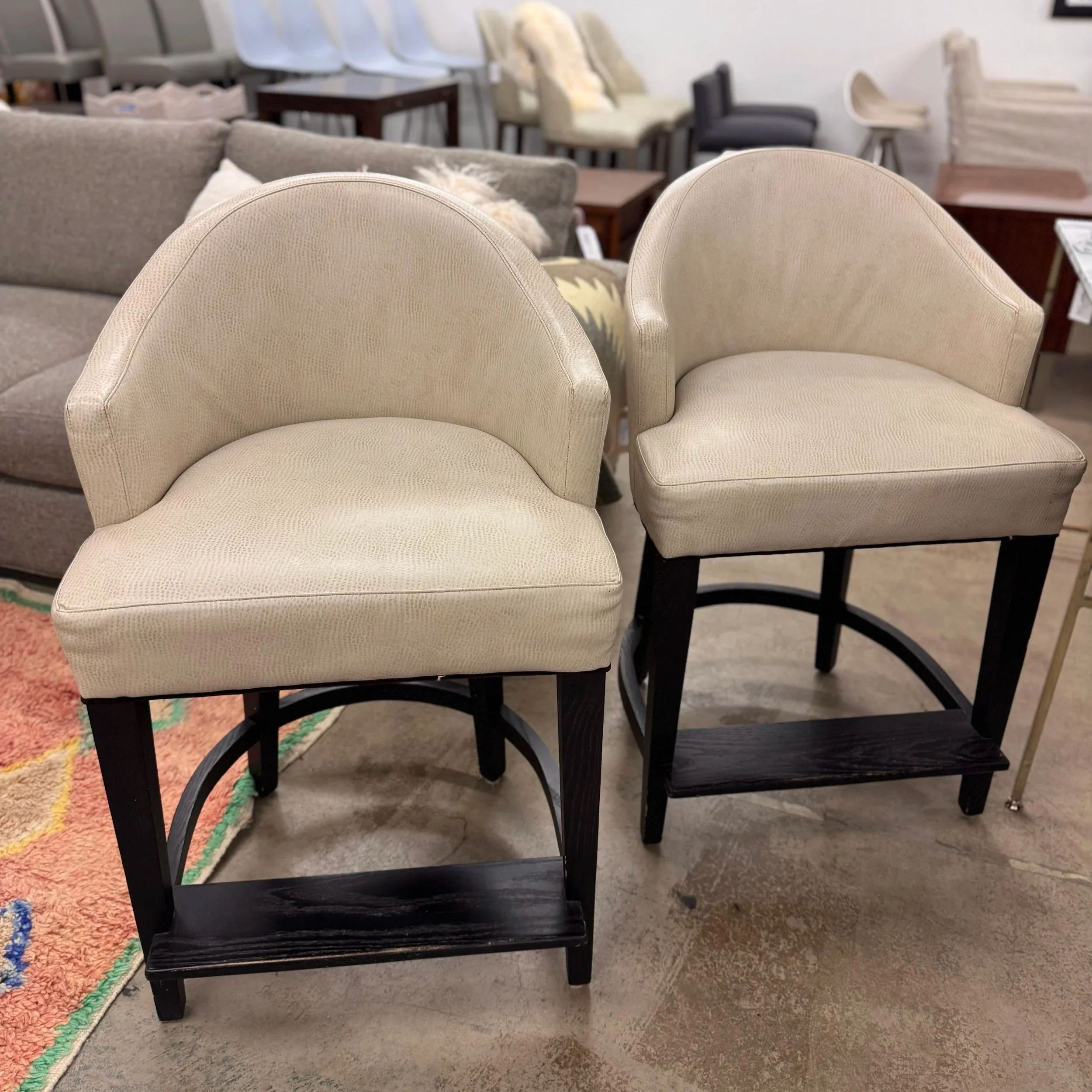 SOLD - Lee Industries Leather Counter Stool (x2) - 26" seat