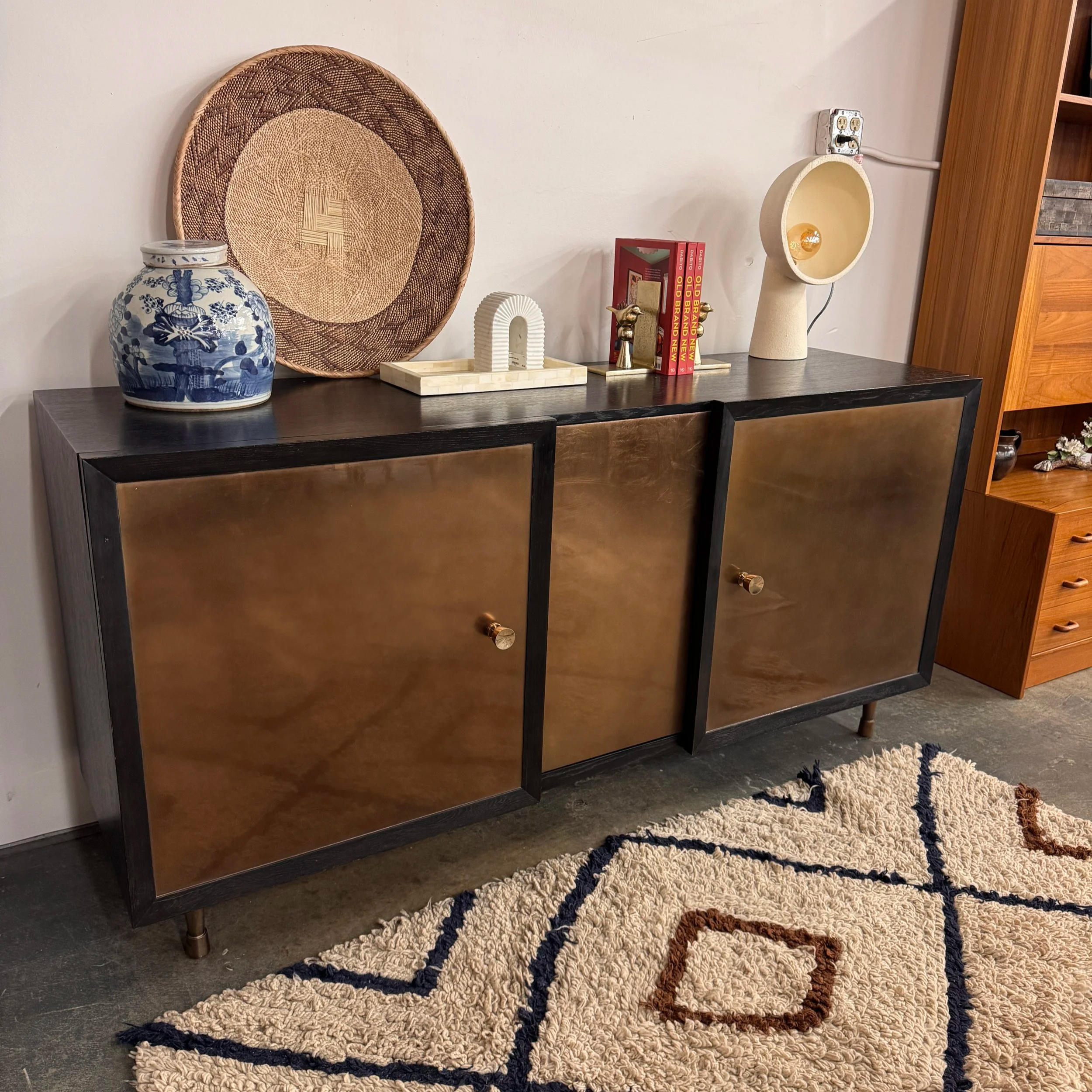 Arteriors Ebony Oak & Gold Leaf Cabinet - 70W x 20D x 34.5H
