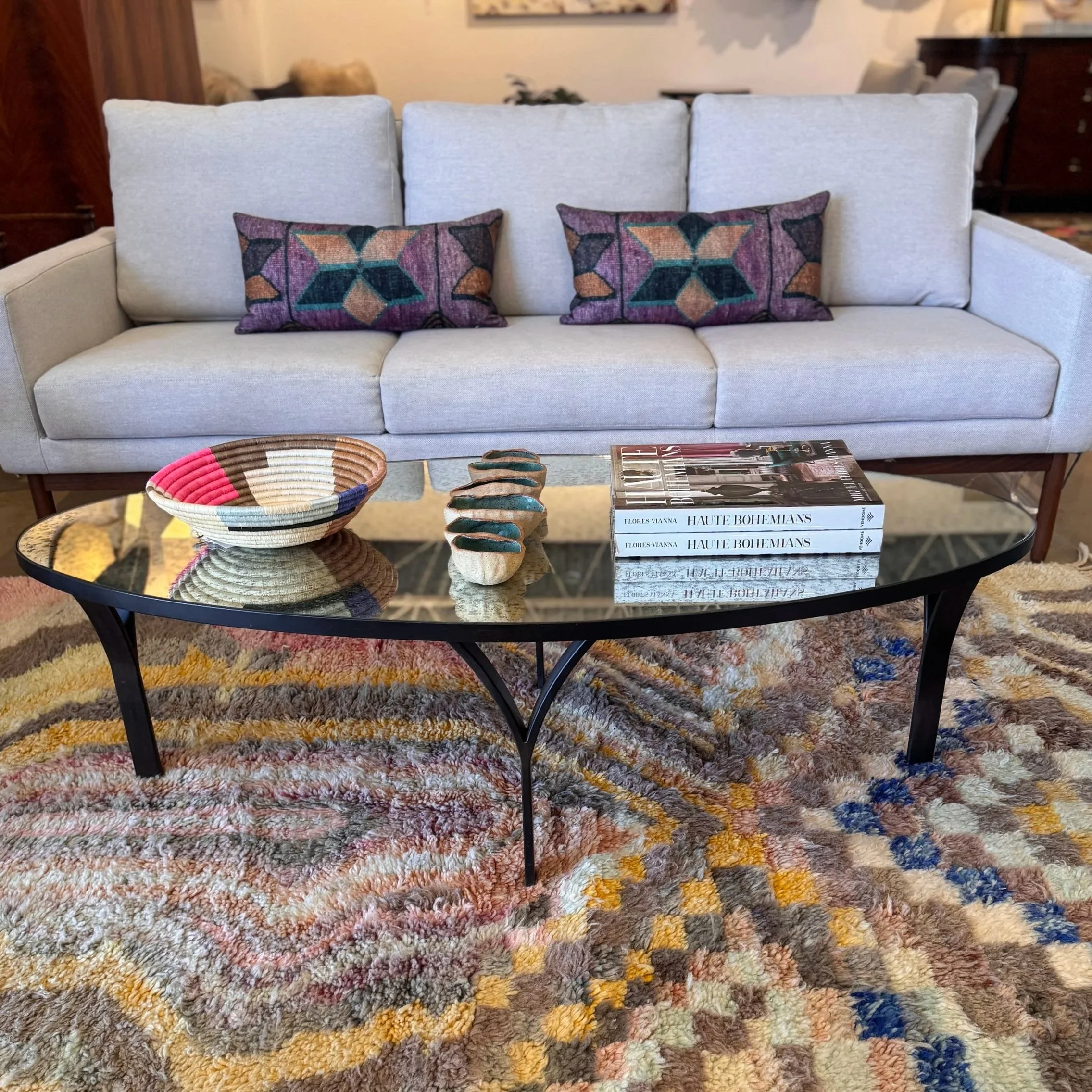 Glass Top Oval Coffee Table