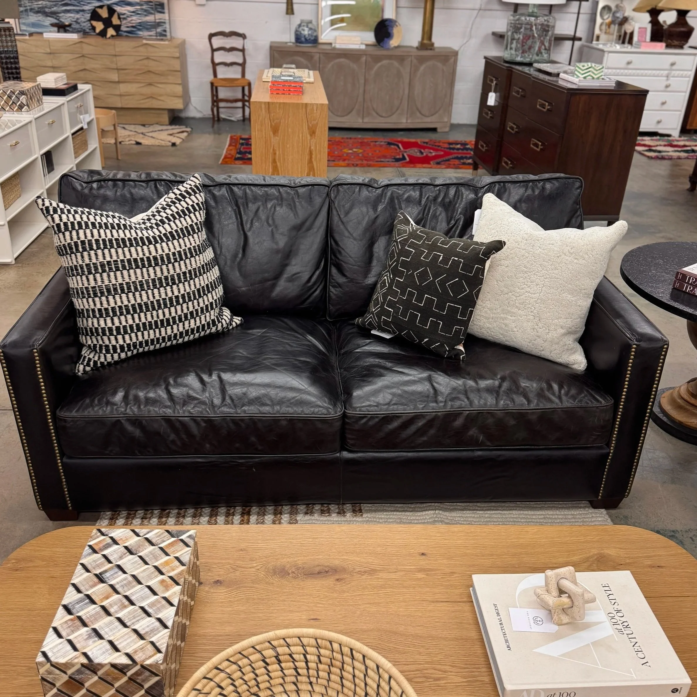 Four Hands Leather Nailhead Sofa (78W x 35D x 39H)