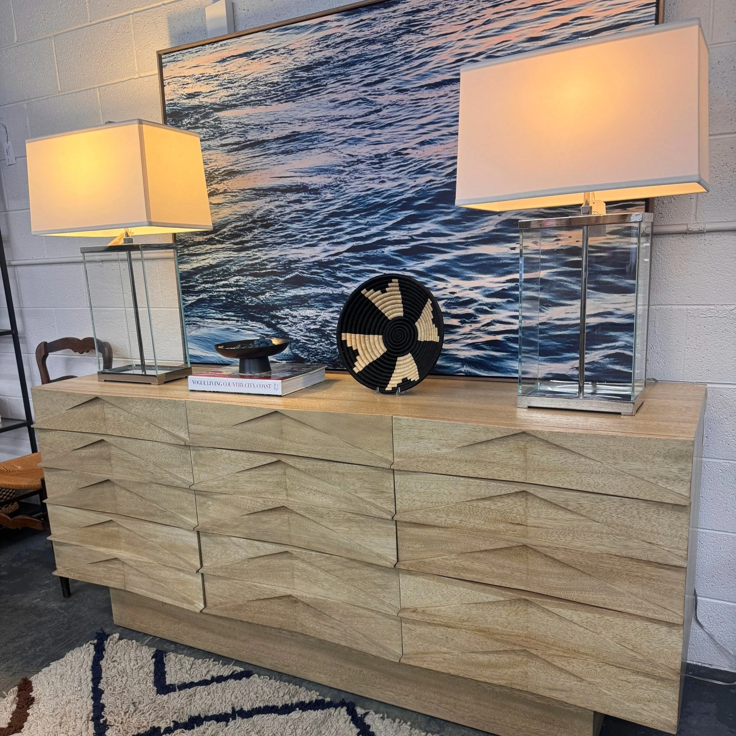 Ethan Allen Glass Table Lamp (x2)