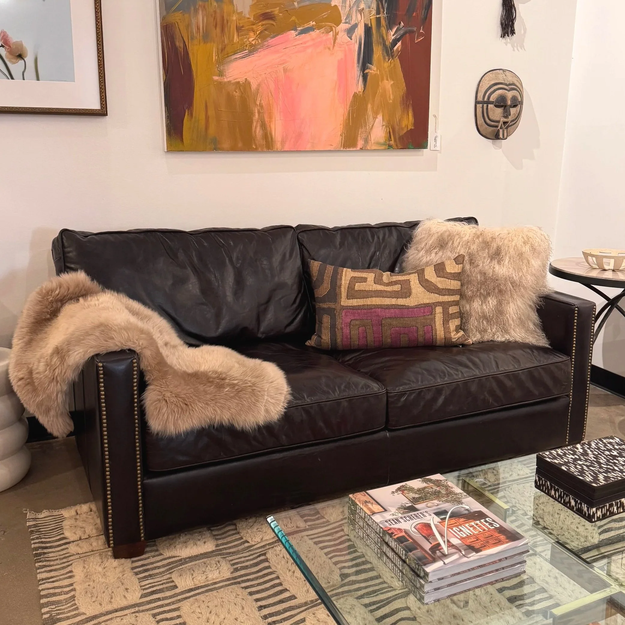 Four Hands Leather Nailhead Sofa (78W x 35D x 39H)