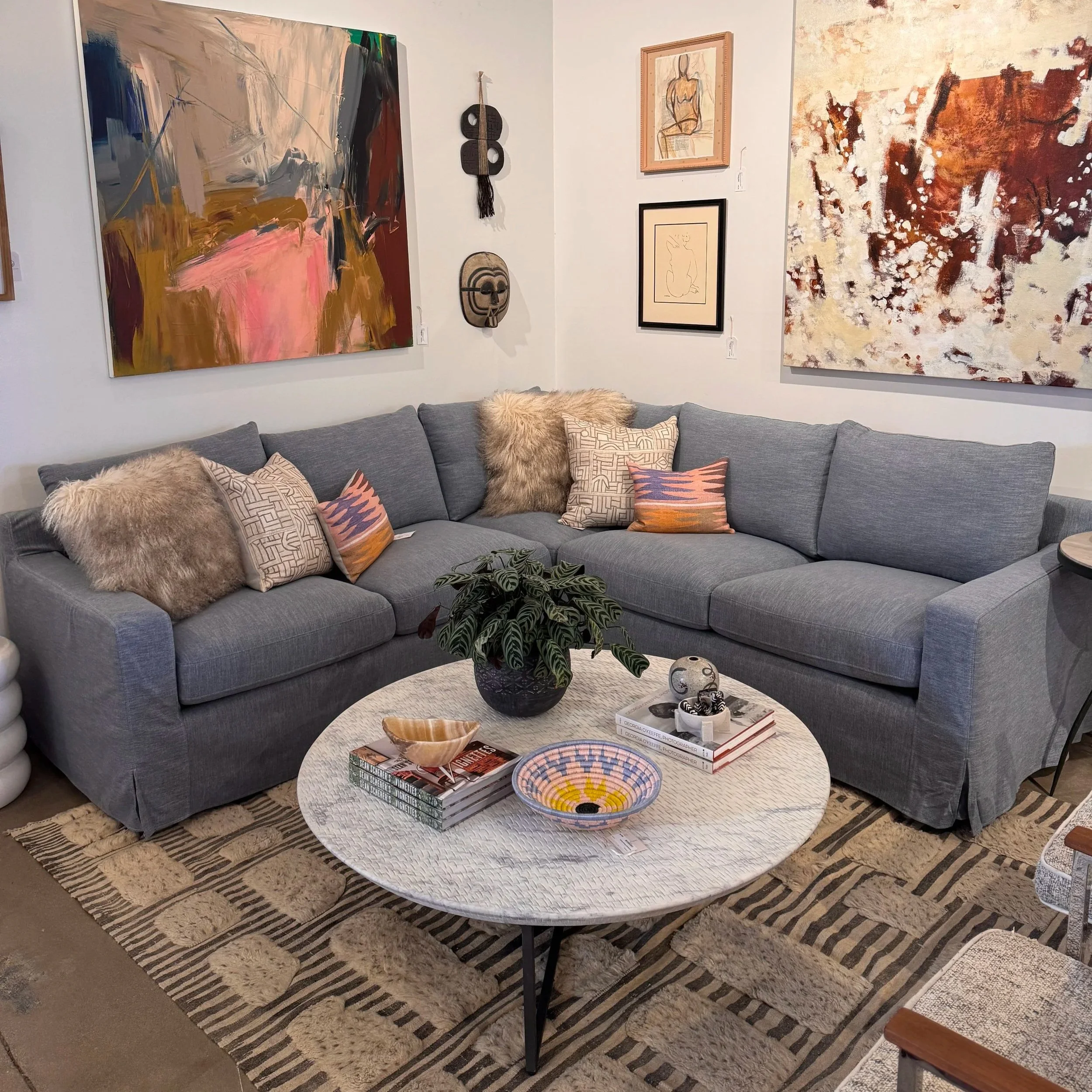 SOLD - Interior Define Sloan Slipcovered Sectional - 96 x 96
