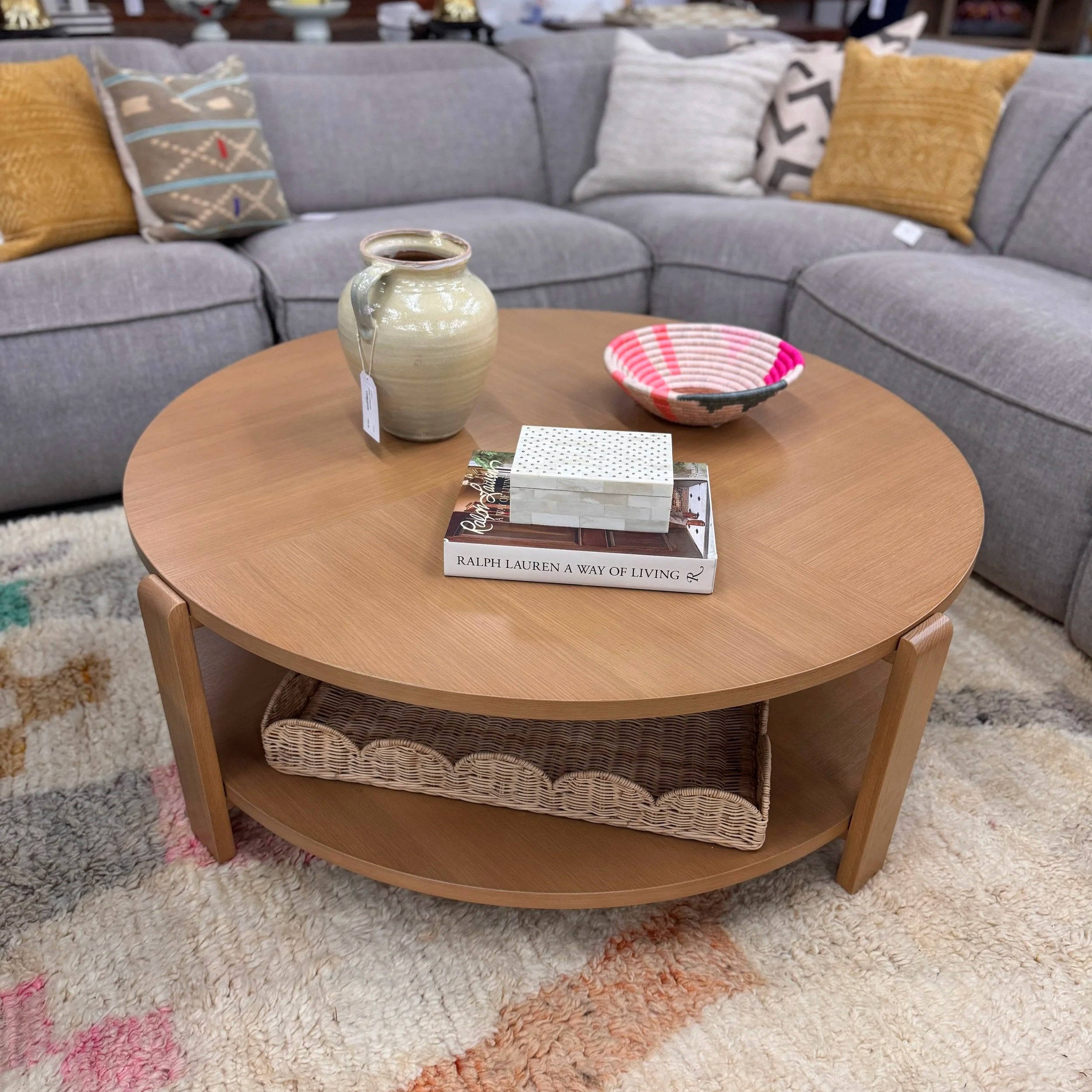 SOLD - Interior Define Oak Coffee Table - 48D x 16.25H