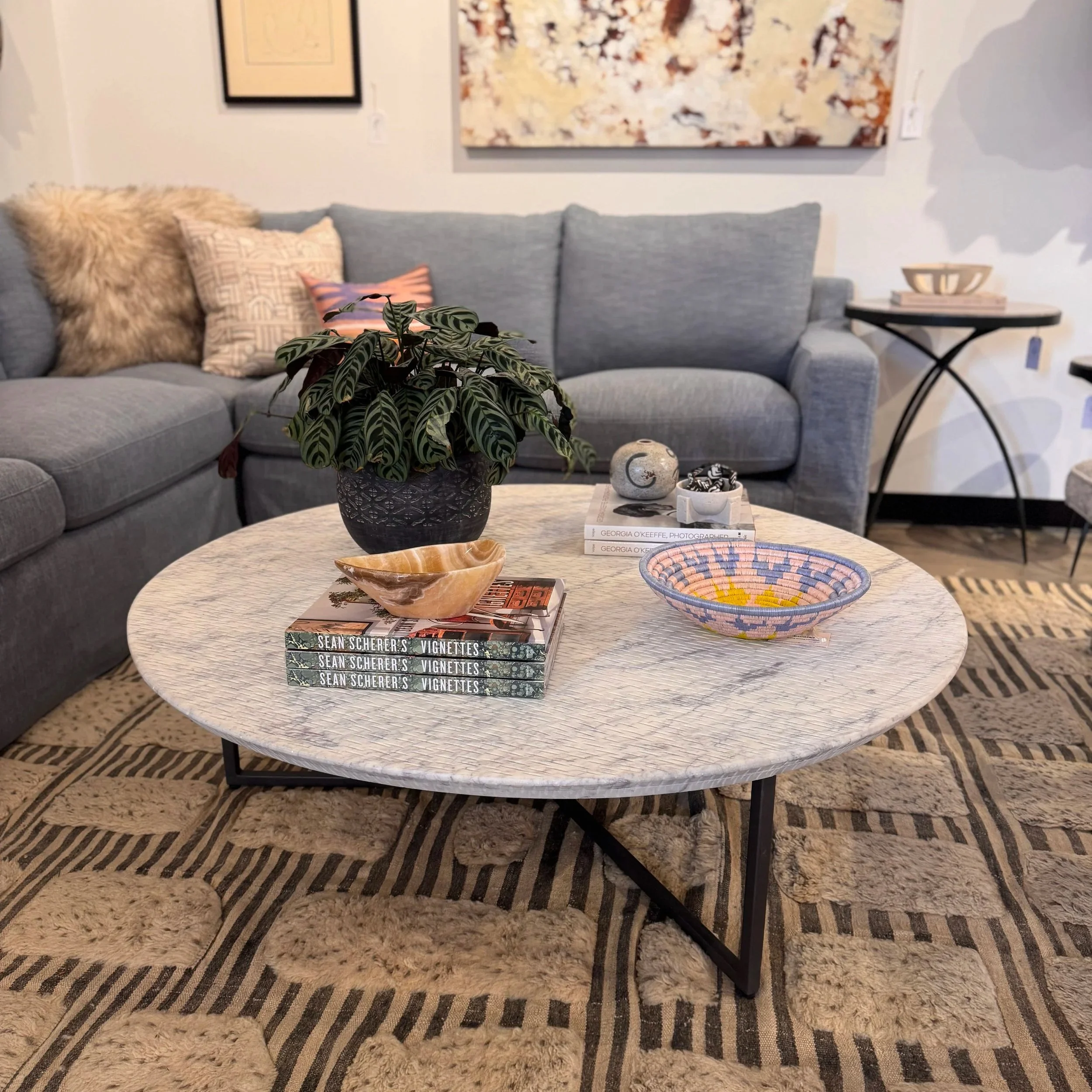 Marble Top Coffee Table - 48D x 15H