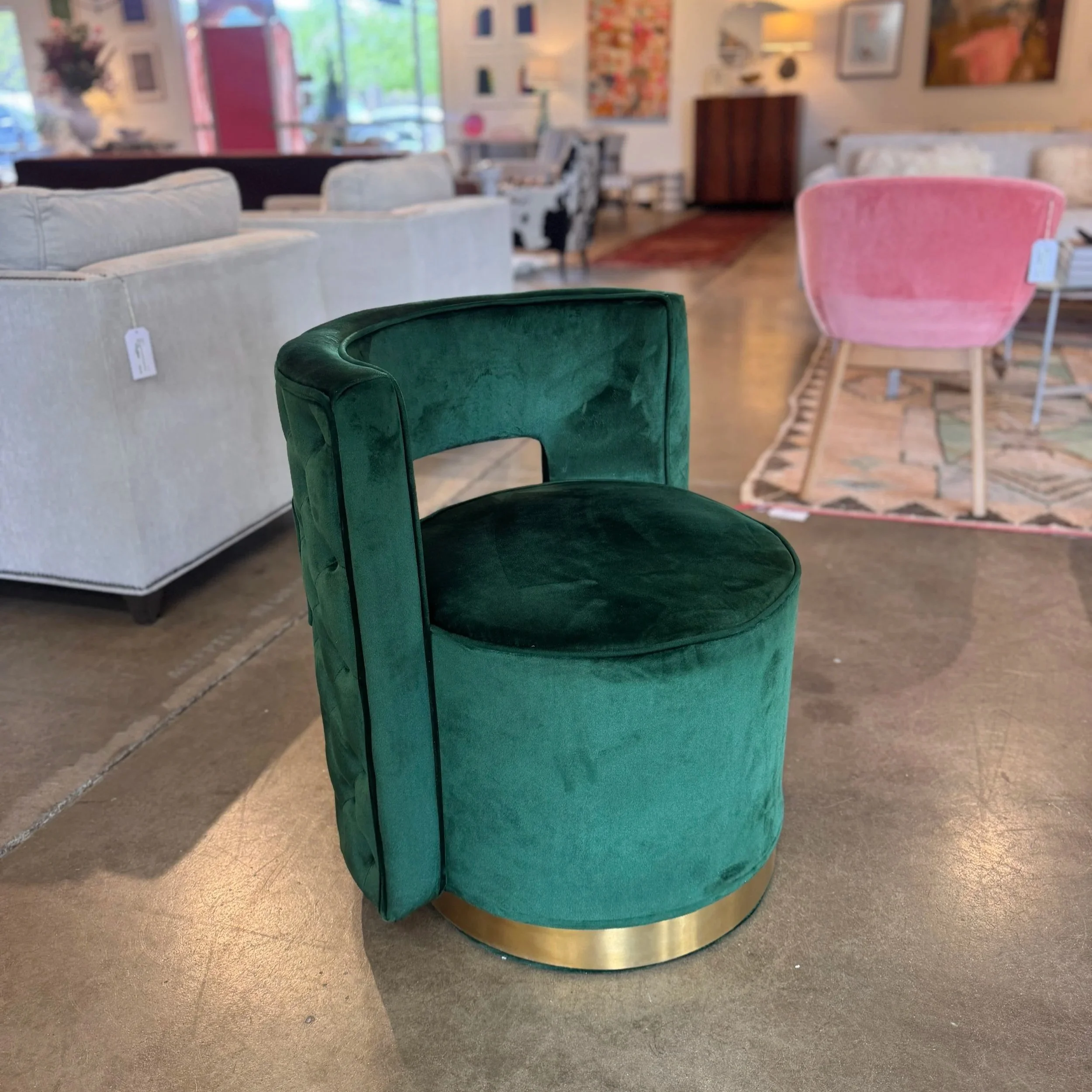 SOLD - Green Velvet Tufted Accent Chair
